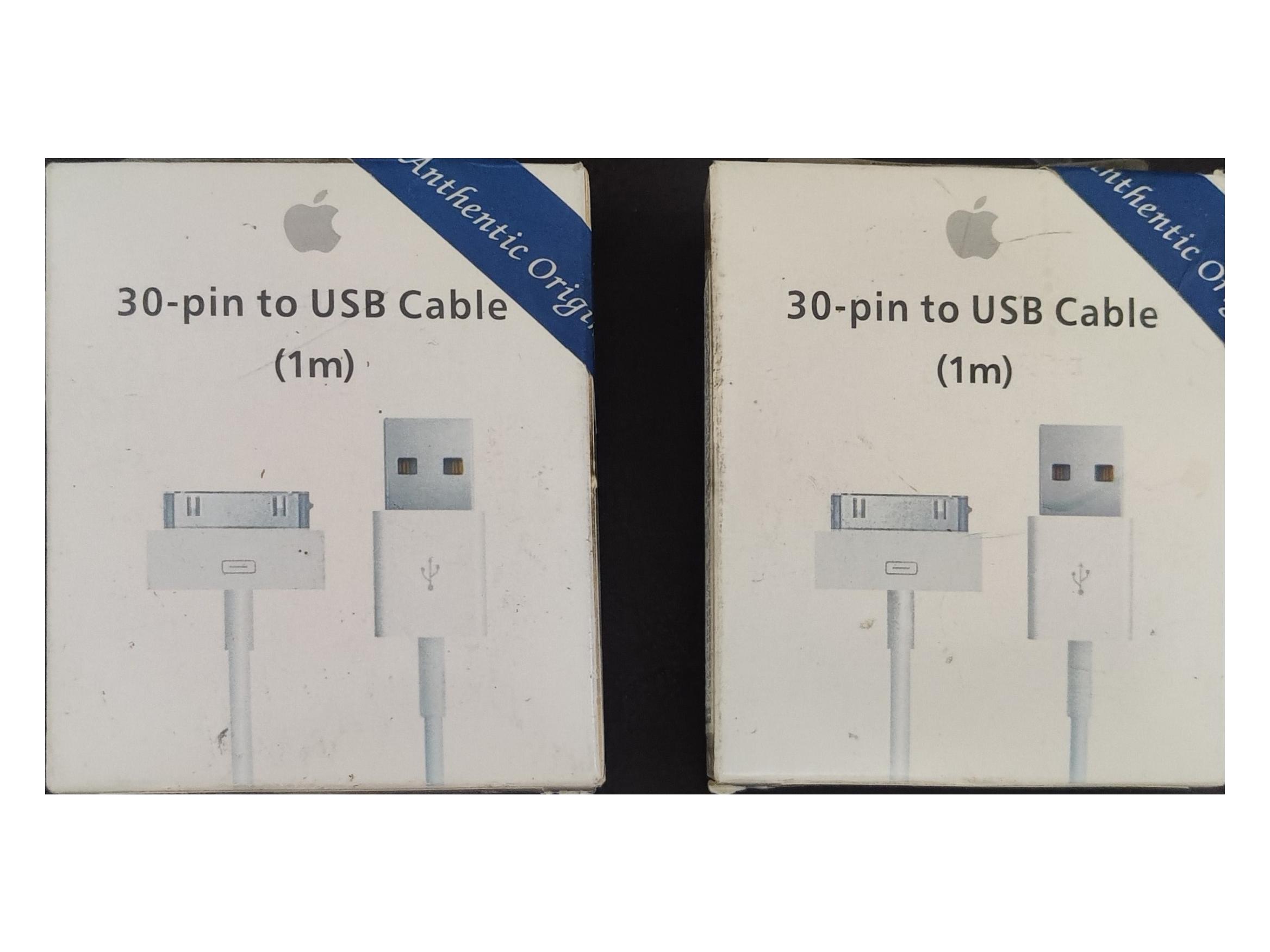 کابل شارژ قدیمی آیفون 4یا همون 30 پین(پک دو عددی)