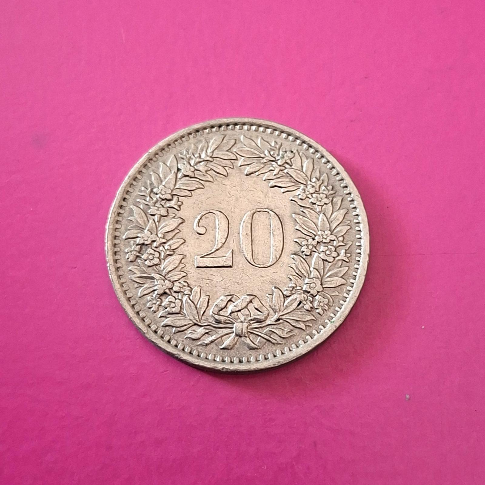 سکه ارزشمند و زیبای 20 روپن سوییس سال 1970