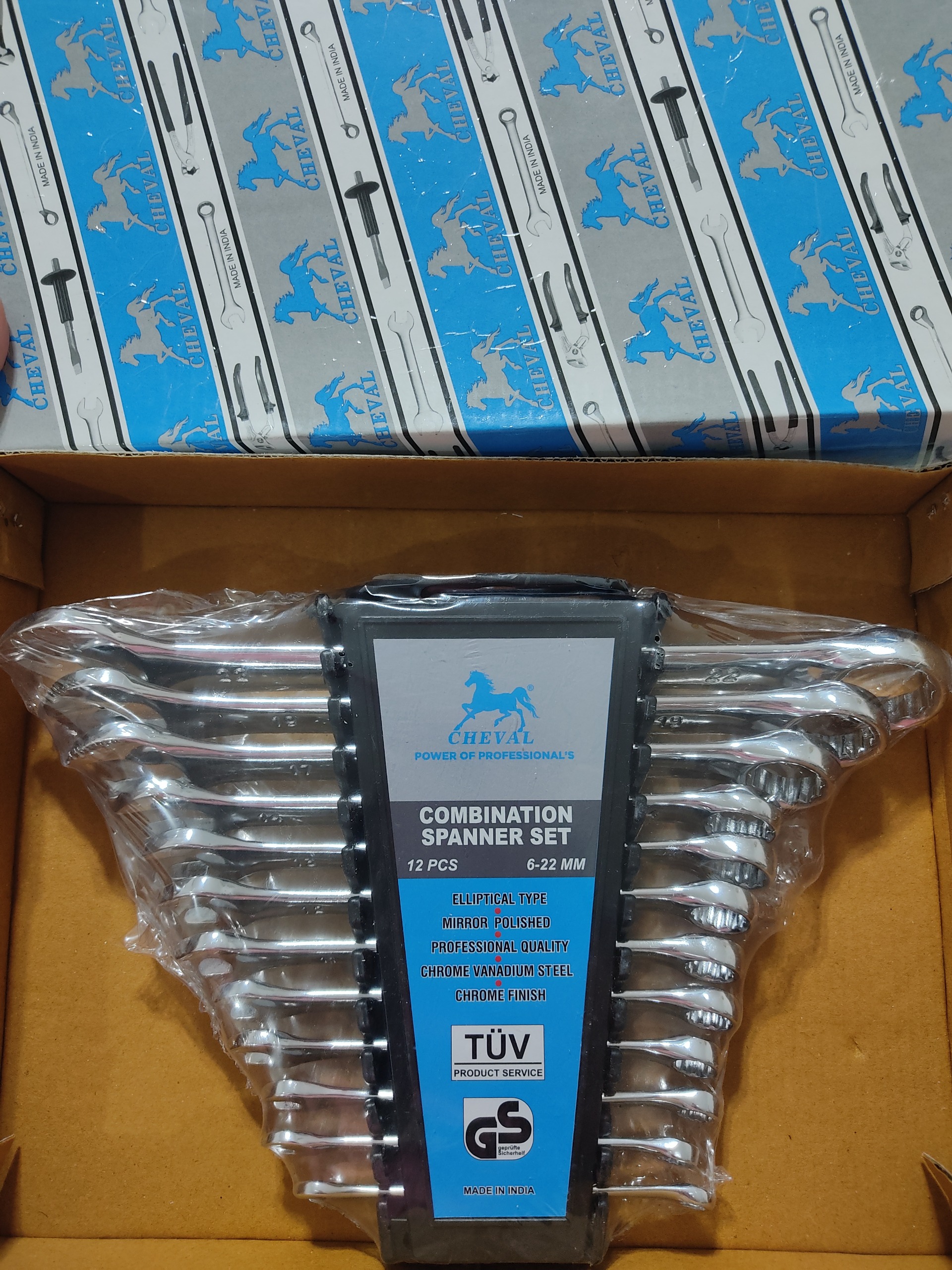 آچار پلکانی یکسررینگ یکسرتخت cheval مجموعه12عددی