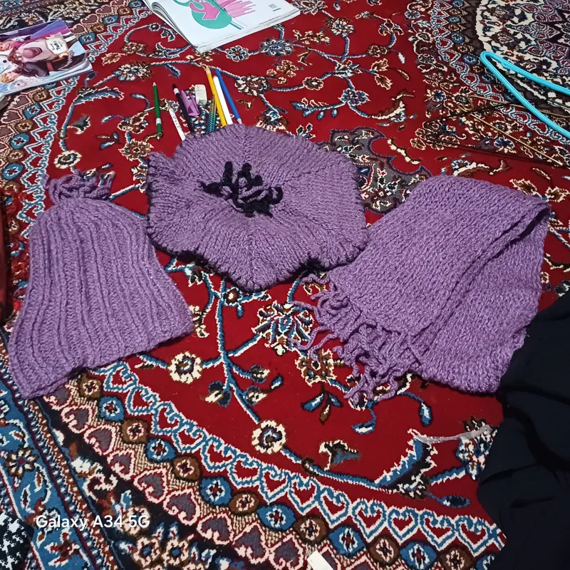 2عدد کلاه ویک شالگردن ست رنگ بنفش