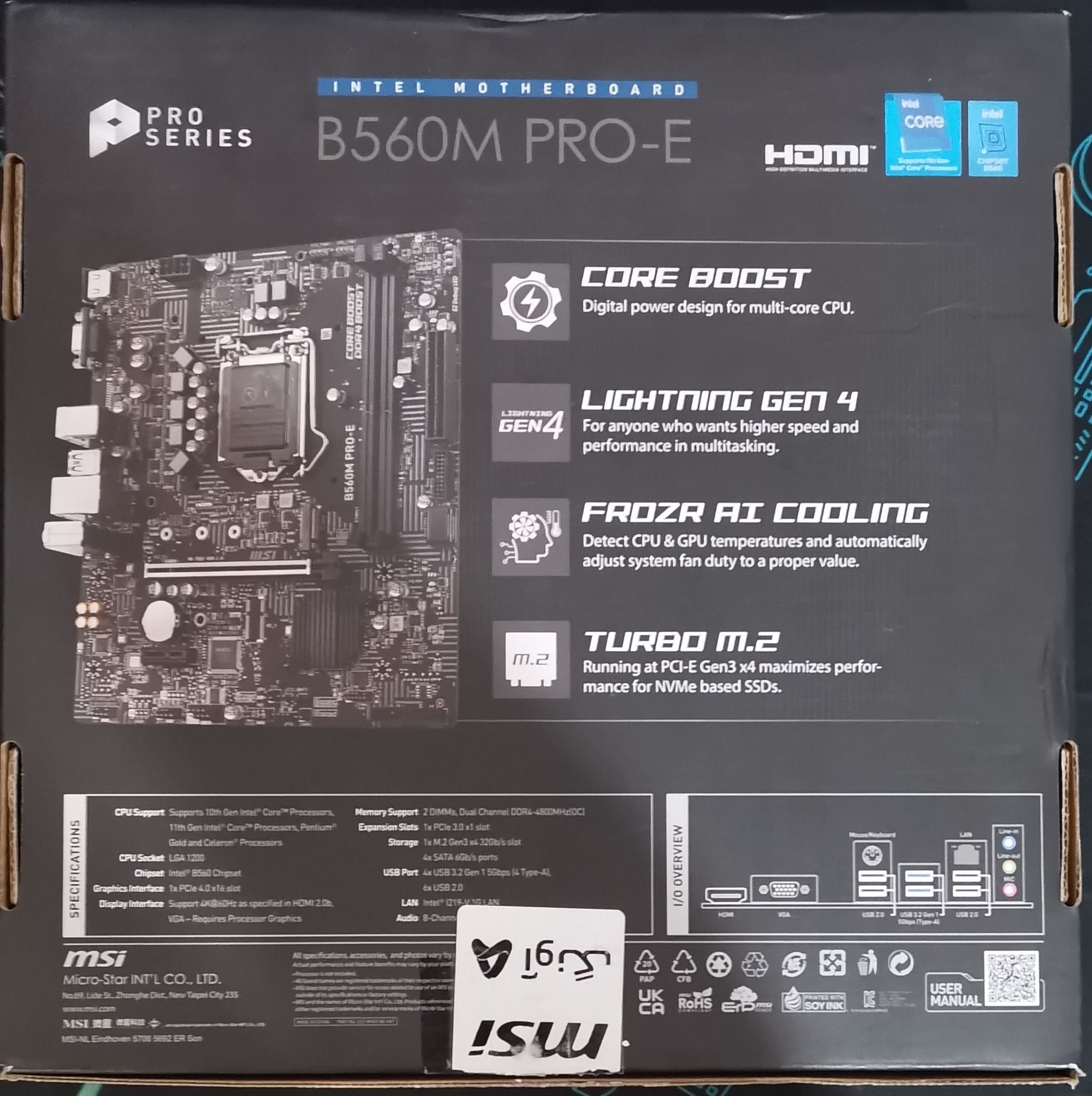 مادربرد MSI B560 PRO-E گارانتی 36 ماهه اصلی