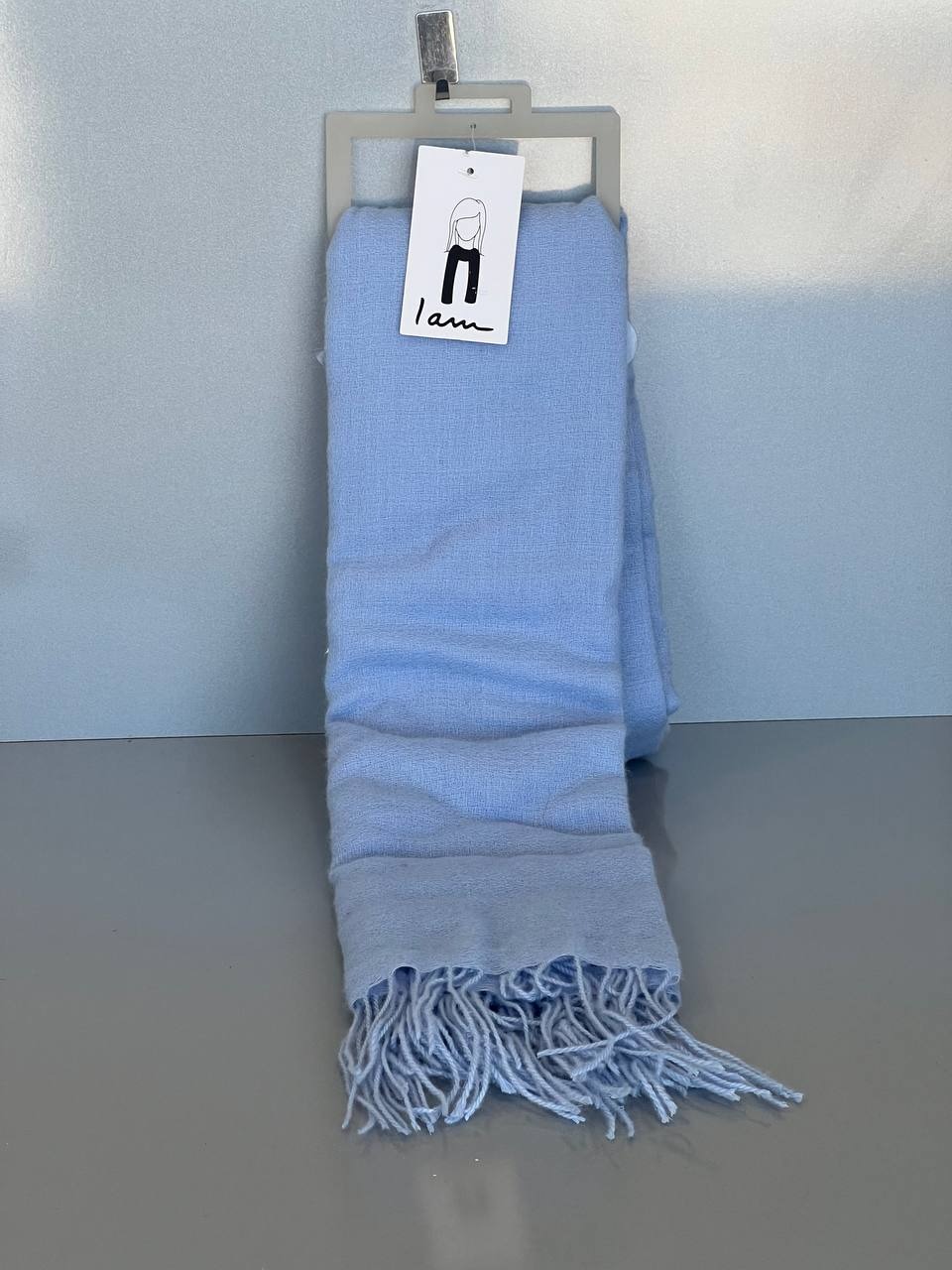 شال گردن بافت ظریف آبی پاستلی