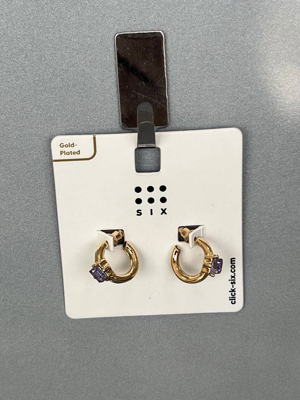 گوشواره نگین بنفش روکش طلا