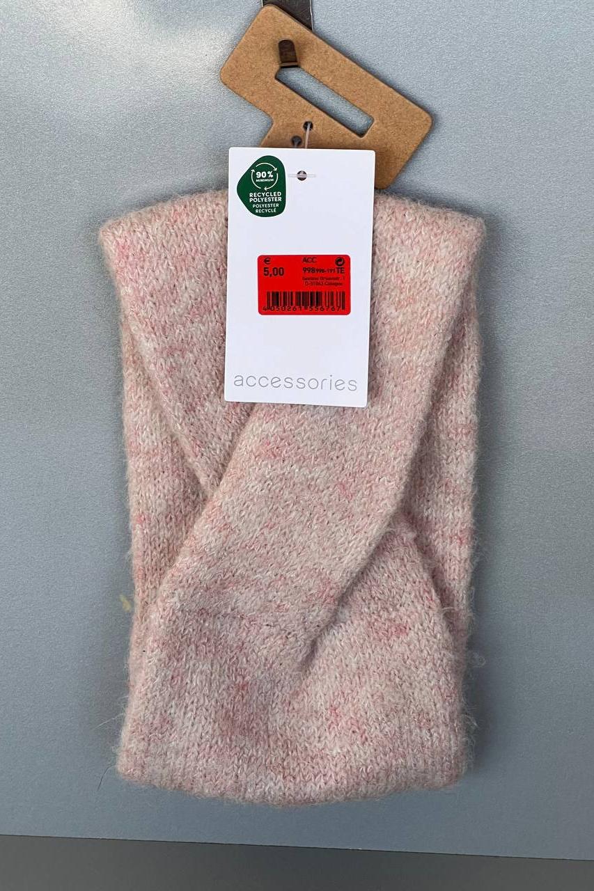 هدبند دخترانه زمستانی بافت صورتی ملایم