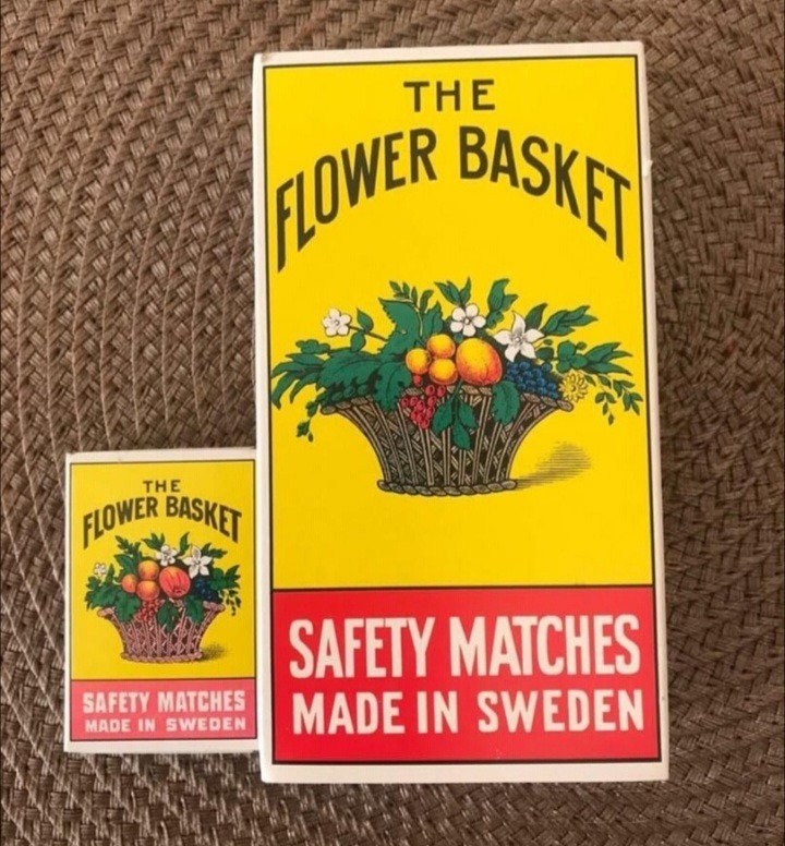 کبریت بزرگ کلکسیونی گل سوئدی اصل نوستالژیک و آنتیک