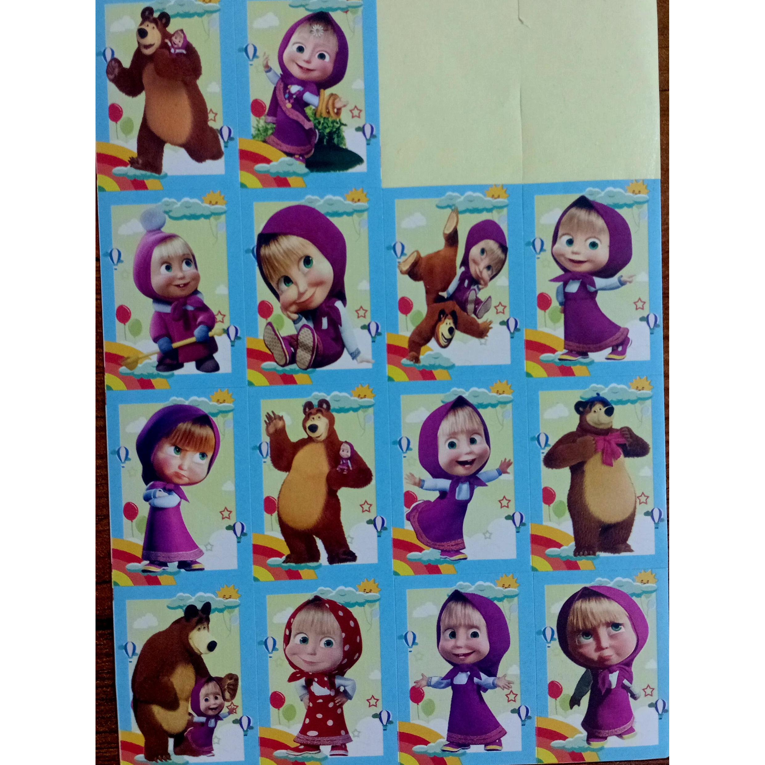 برچسب استیکری کارتونی کودکانه ماشا و میشا