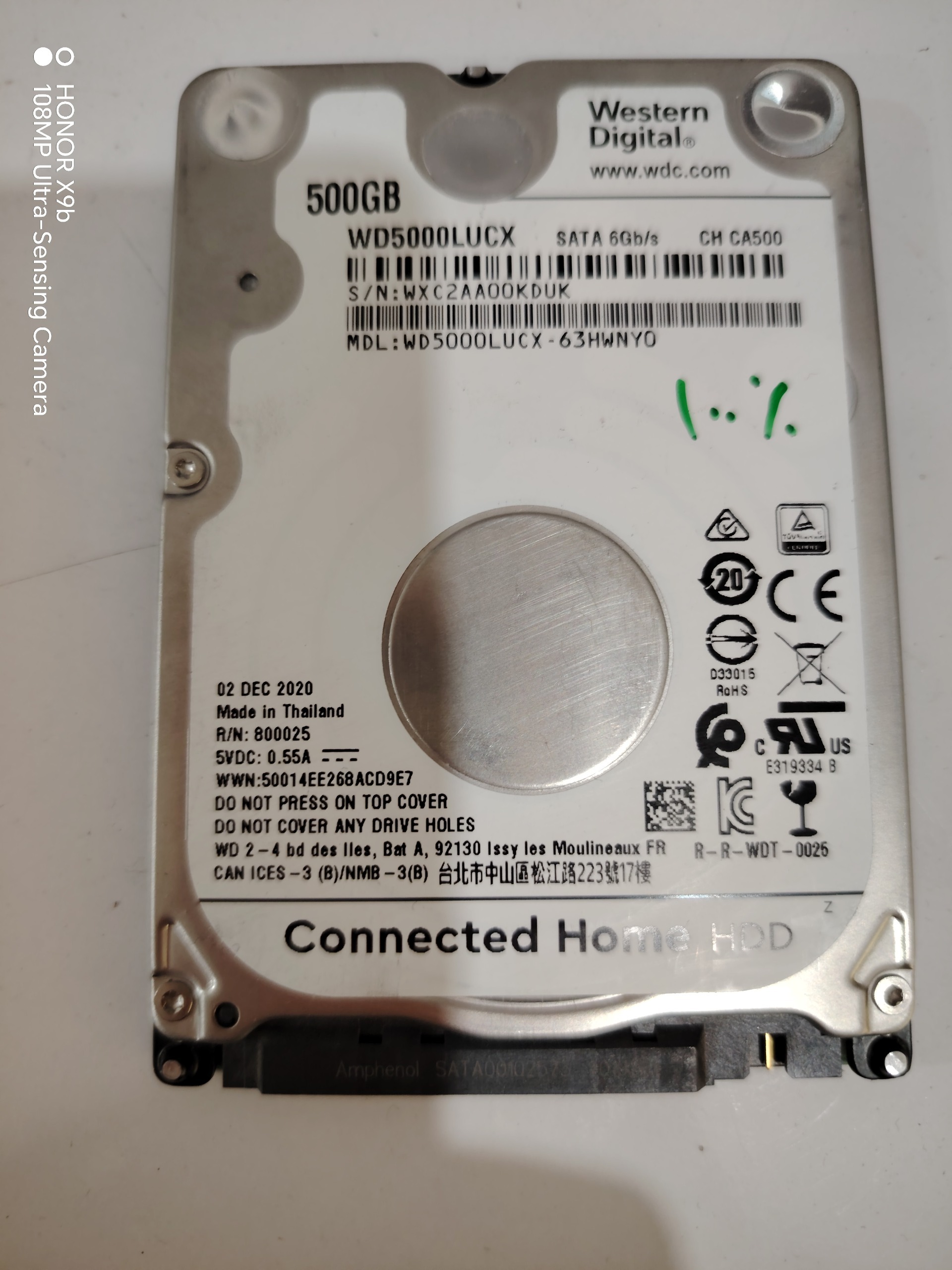 هارد لپ تاپ 2.5 اینچی 500 گیگ وسترن