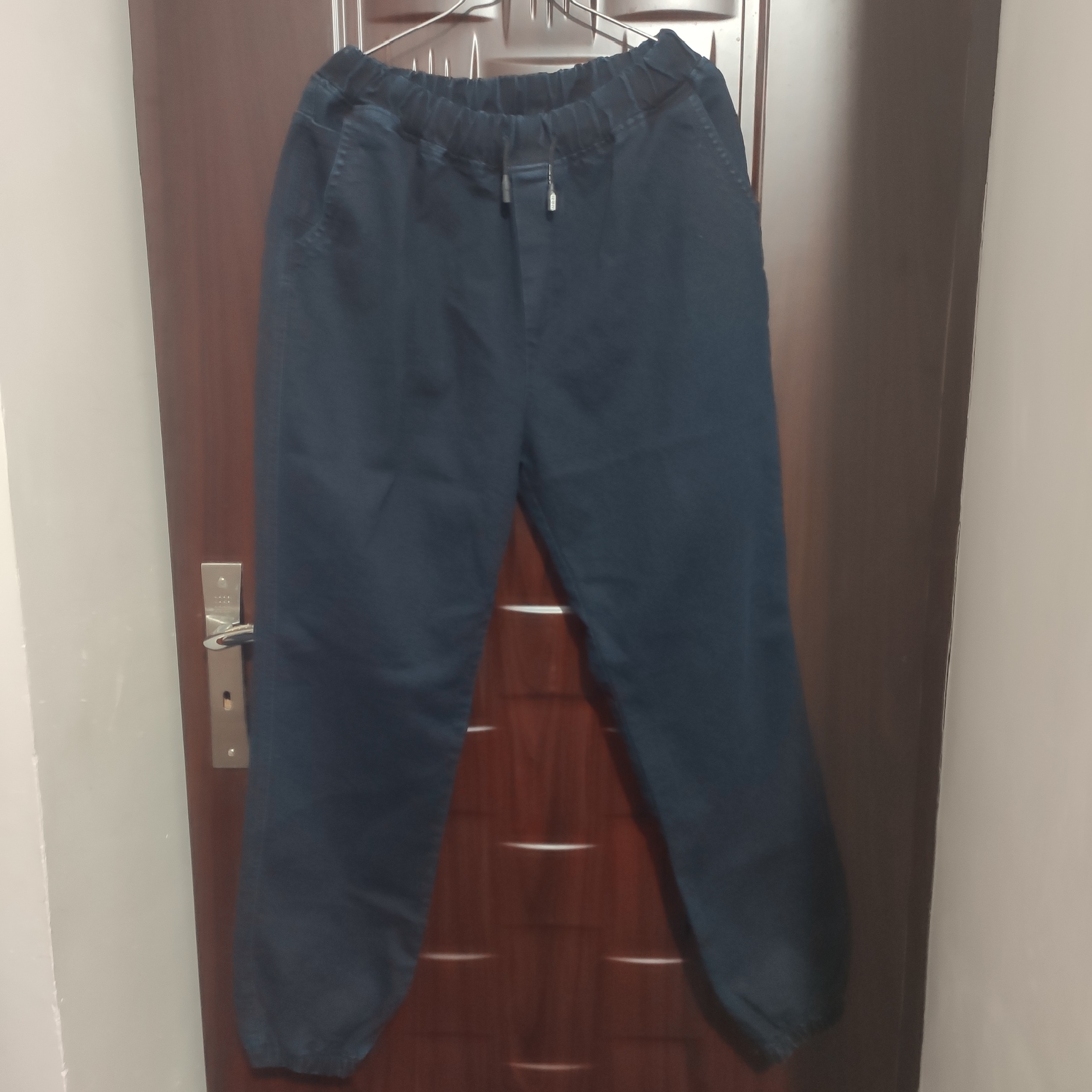 شلوار اسلش جین نیمه کش آبی تیره