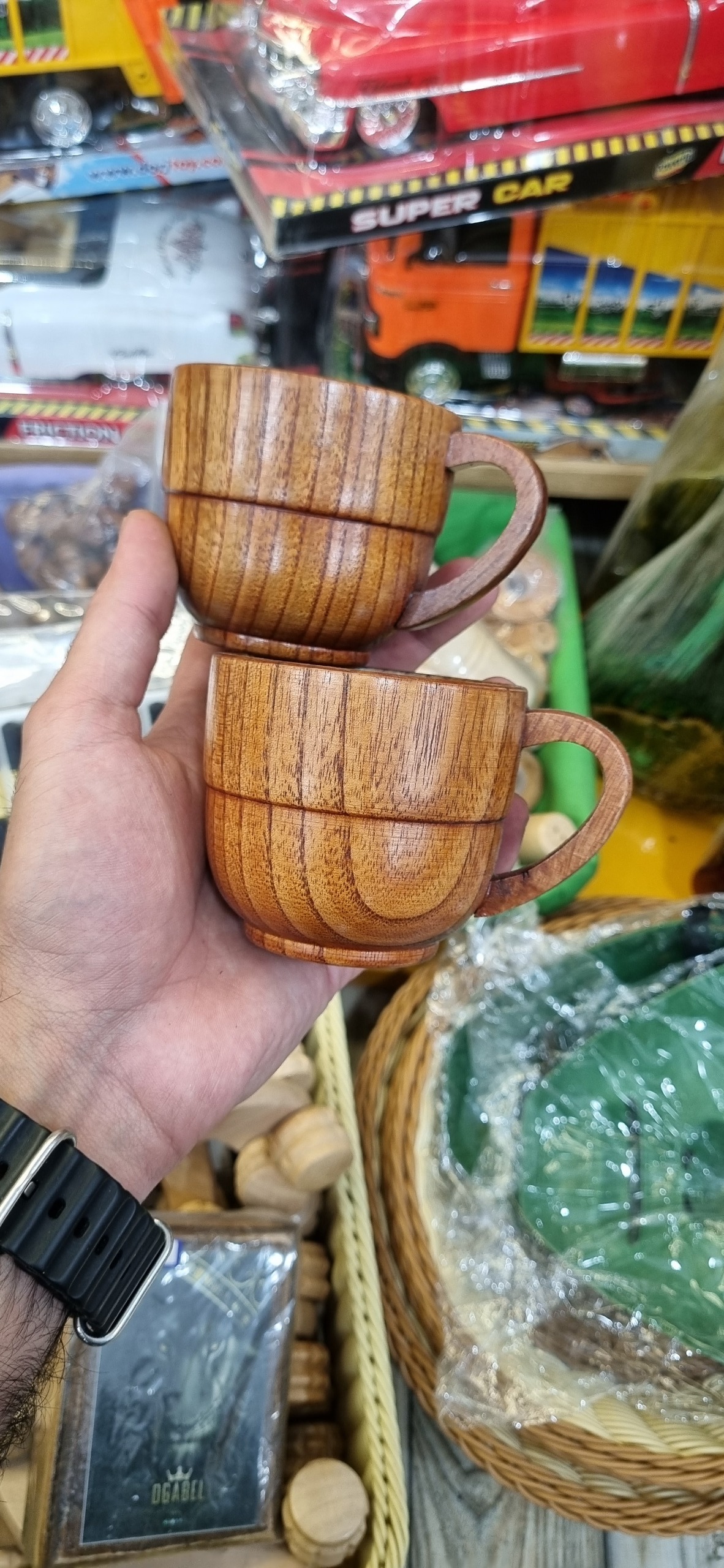 لیوان چوبی دسته دار