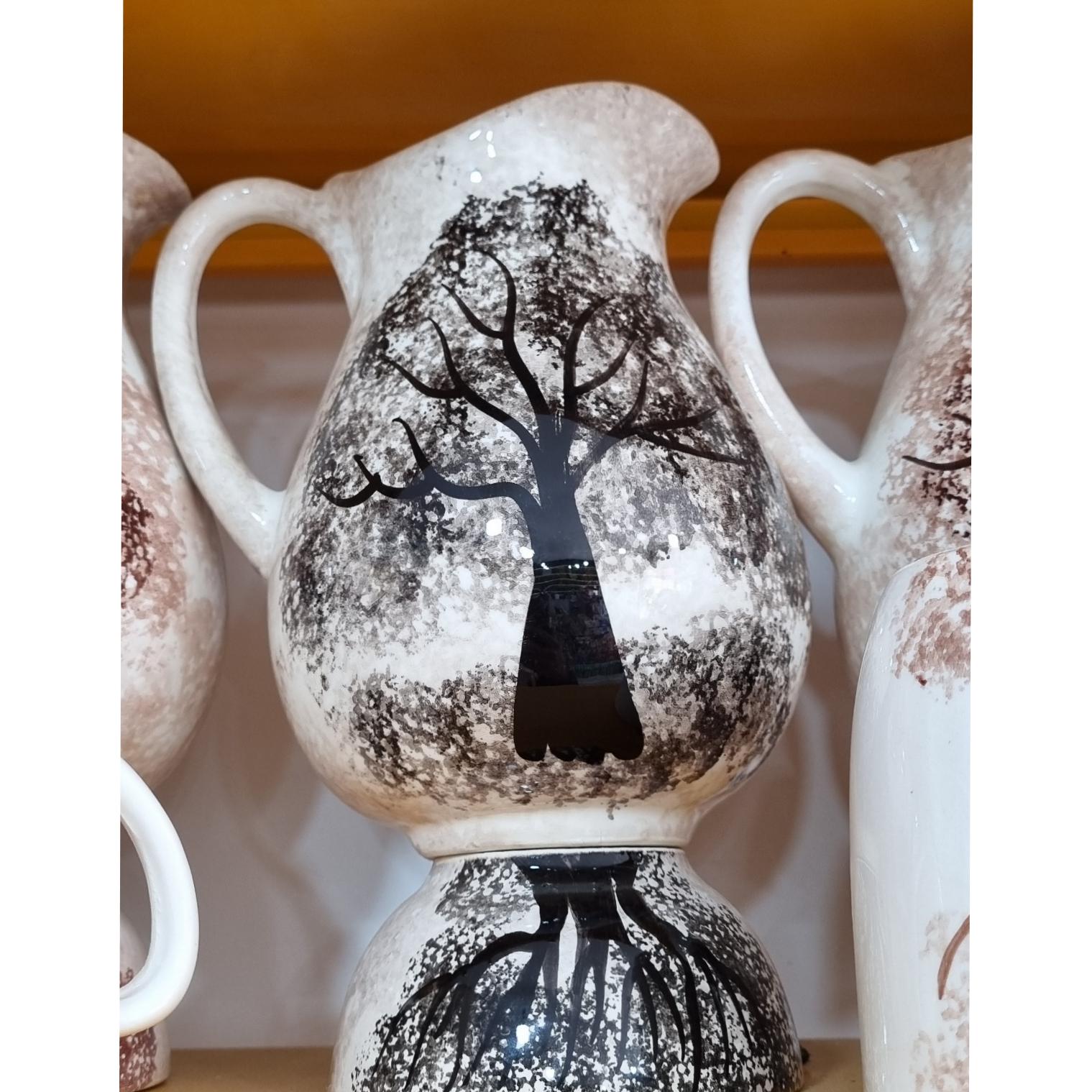 پارچ سفالی گلدار درختی مشکی