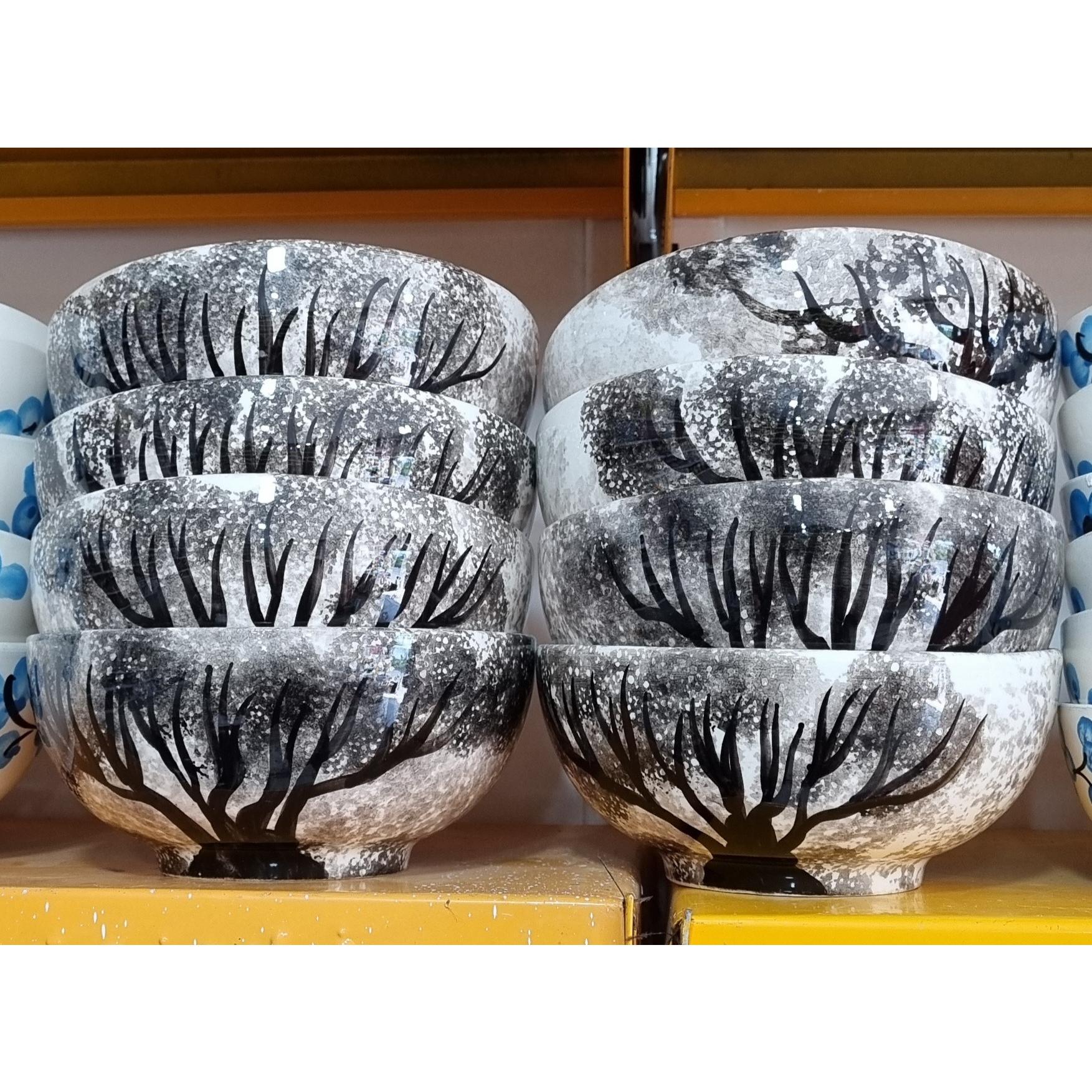 کاسه آبگوشت خوری سفالی درختی مشکی