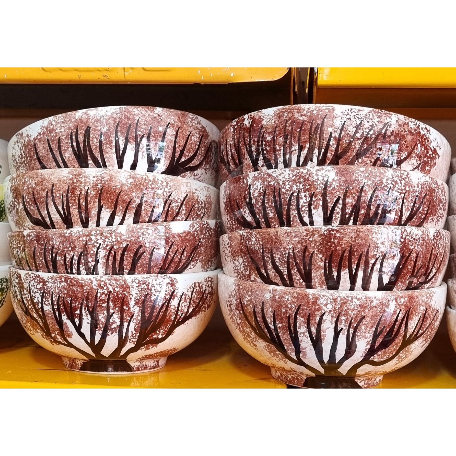 کاسه آبگوشت خوری سفالی درختی قهوهای