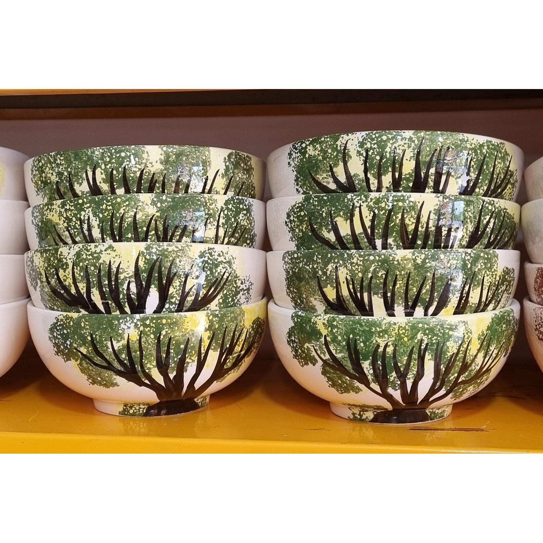 کاسه آبگوشت خوری سفالی درختی سبز