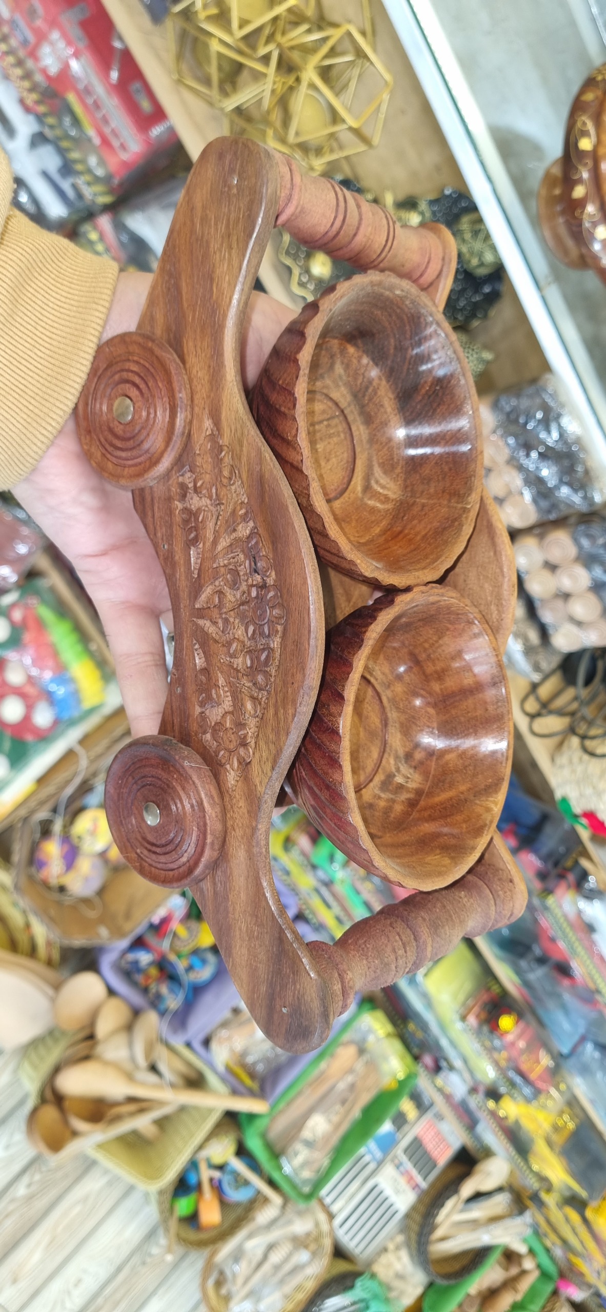 شکلات خوری دوکاسه روگاری چوبی درجه یک