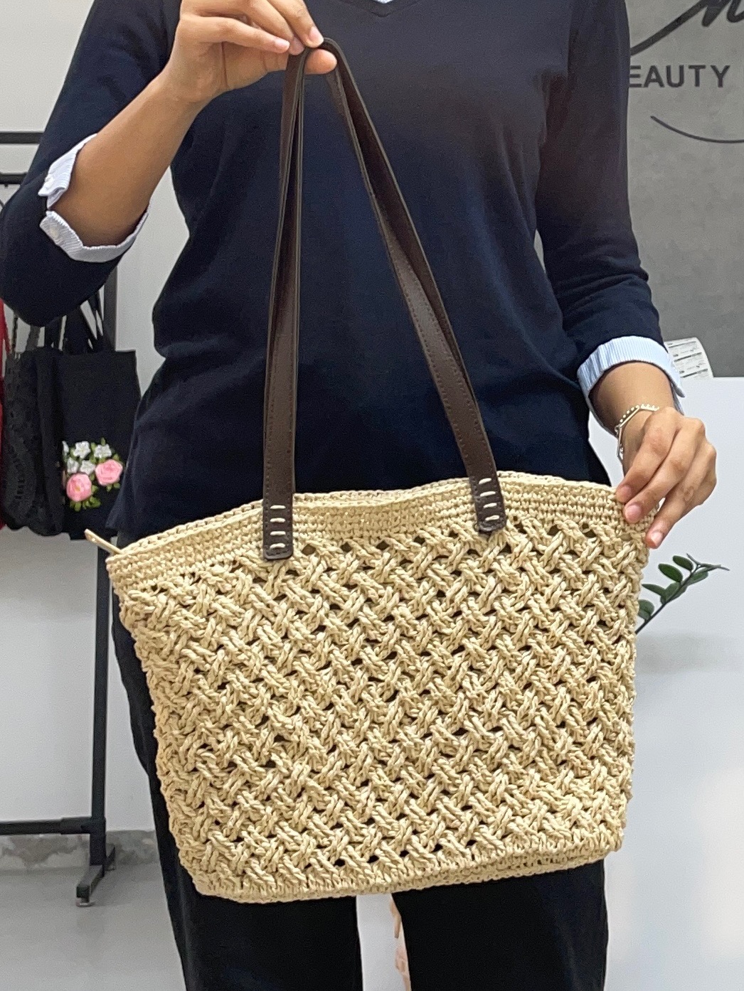 کیف دستبافت مجلسی رافیا