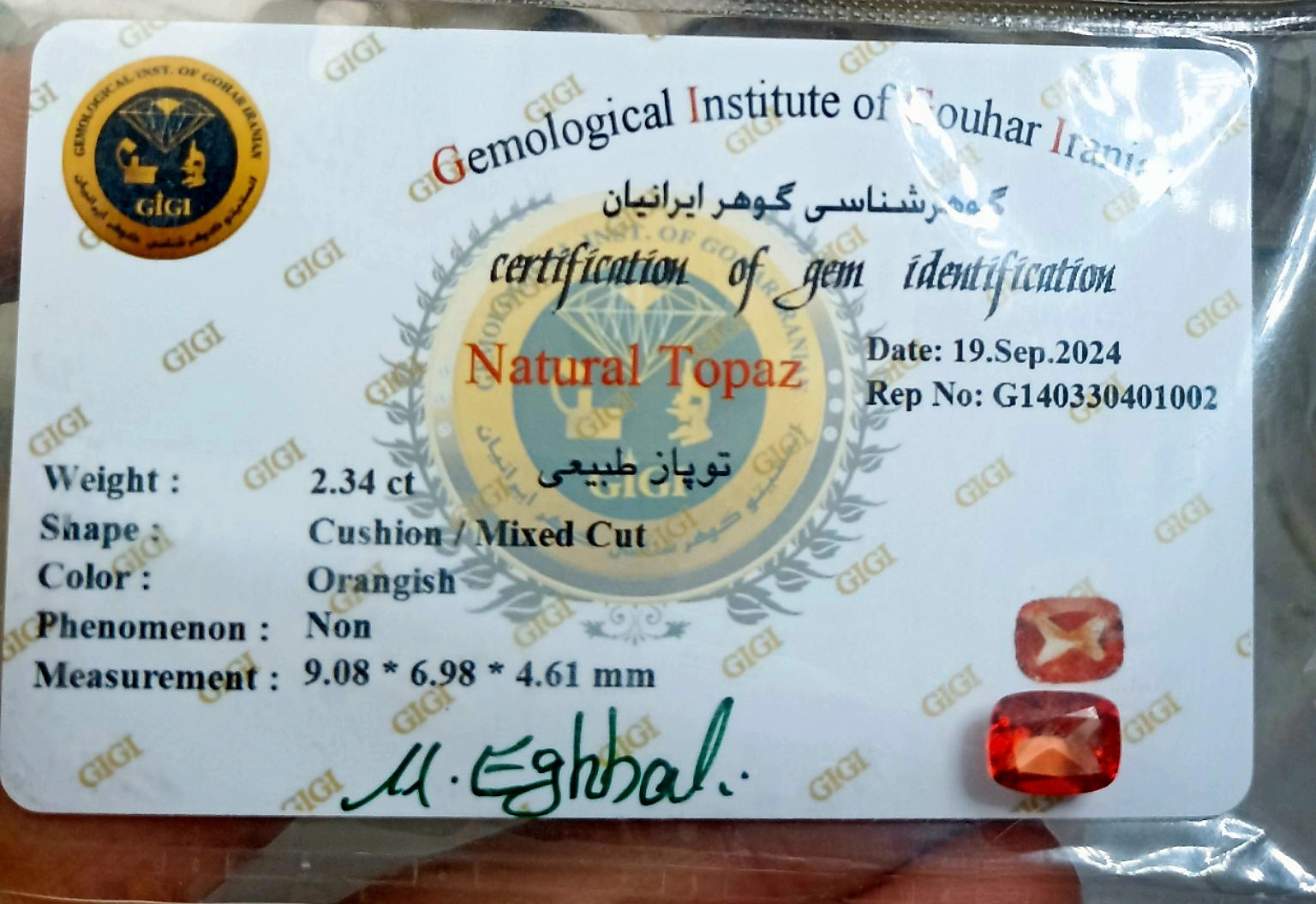 توپاز لندنی قرمز شناسنامه دار طبیعی