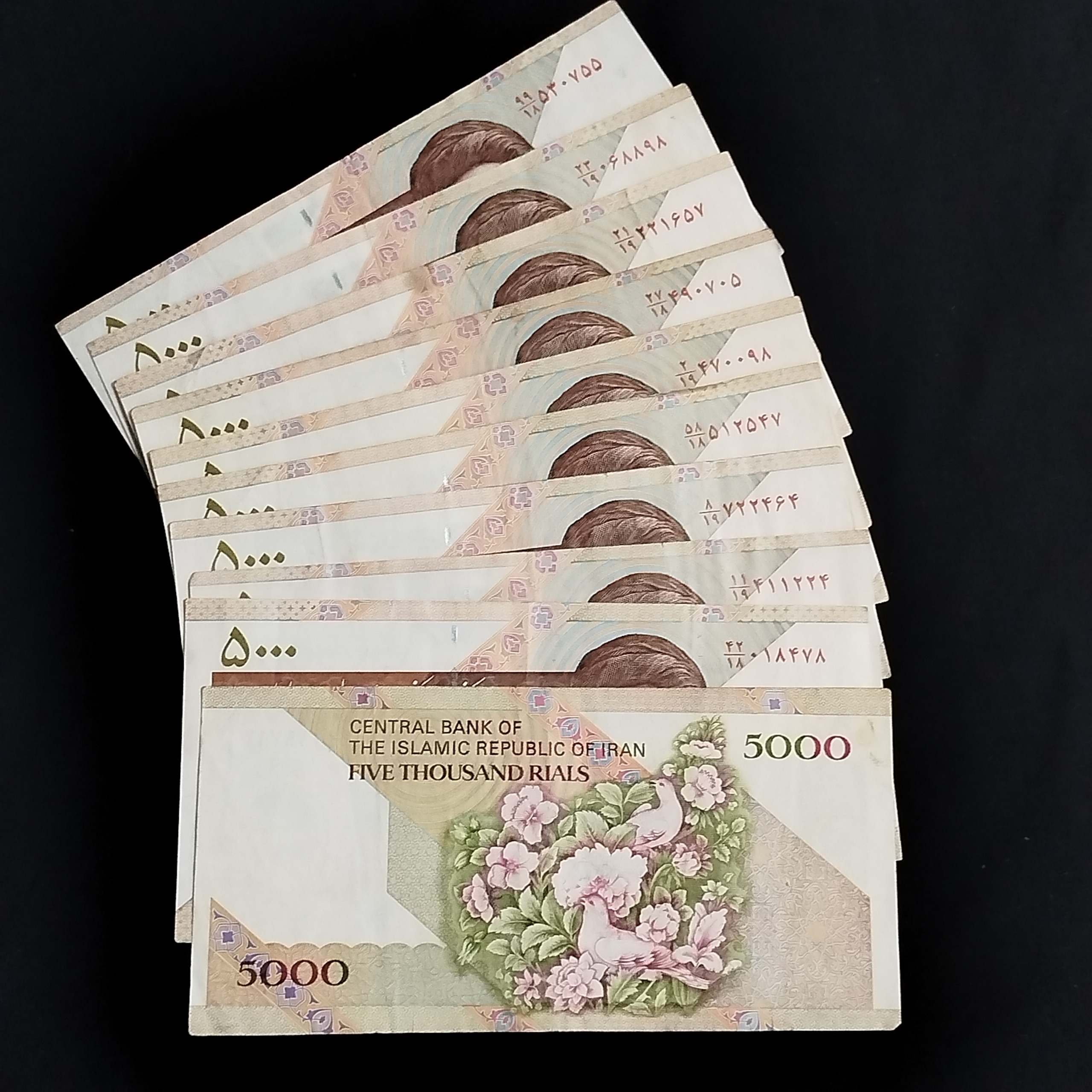 10برگ اسکناس5000ریالی دانش جعفری شیبانی