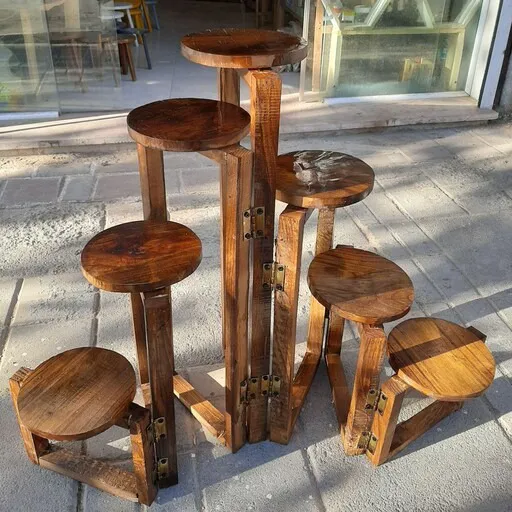استند گلدان لولایی چوبی