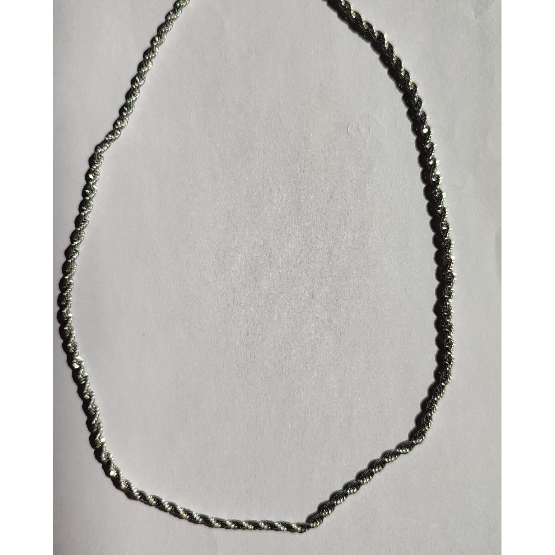 گردنبندمدل طناب پیچ، مشابه نقره،رنگ ثابت،45سانت