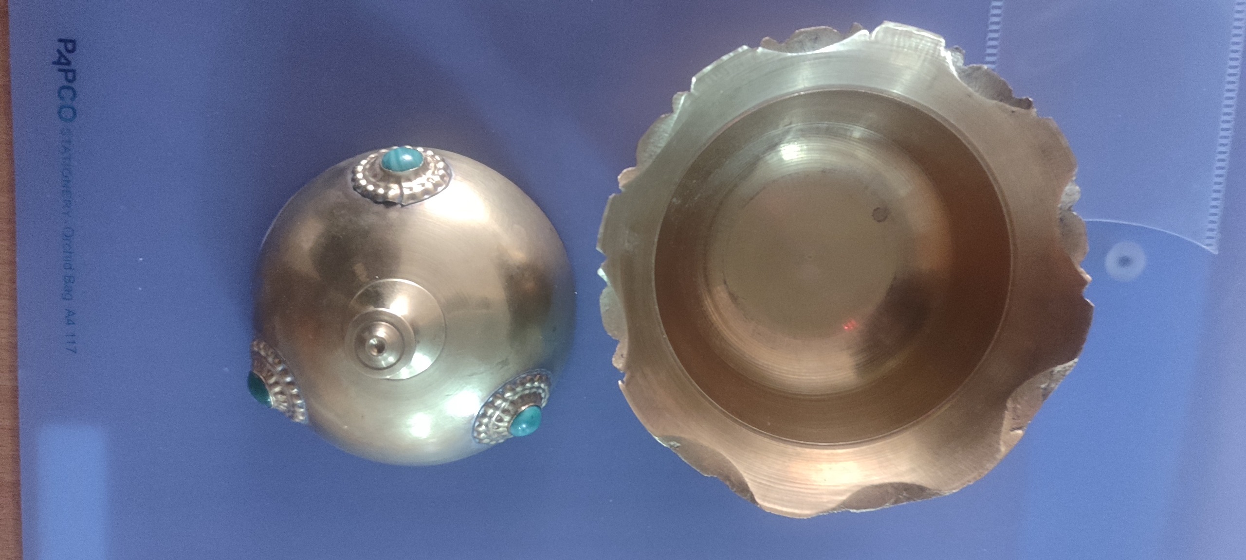 قندان فیروزه کوب برنجی قدیمی