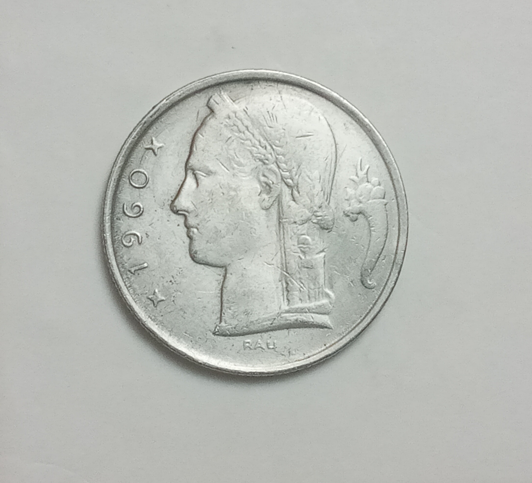 سکه قدیمی و کمیاب 5 فرانک بلژیک 1960