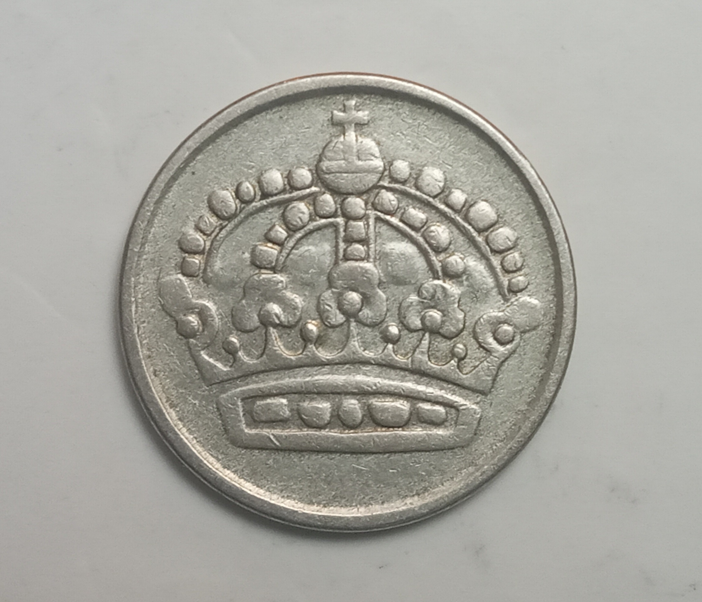 سکه نقره قدیمی و کمیاب 25 اوره سوئد 1954