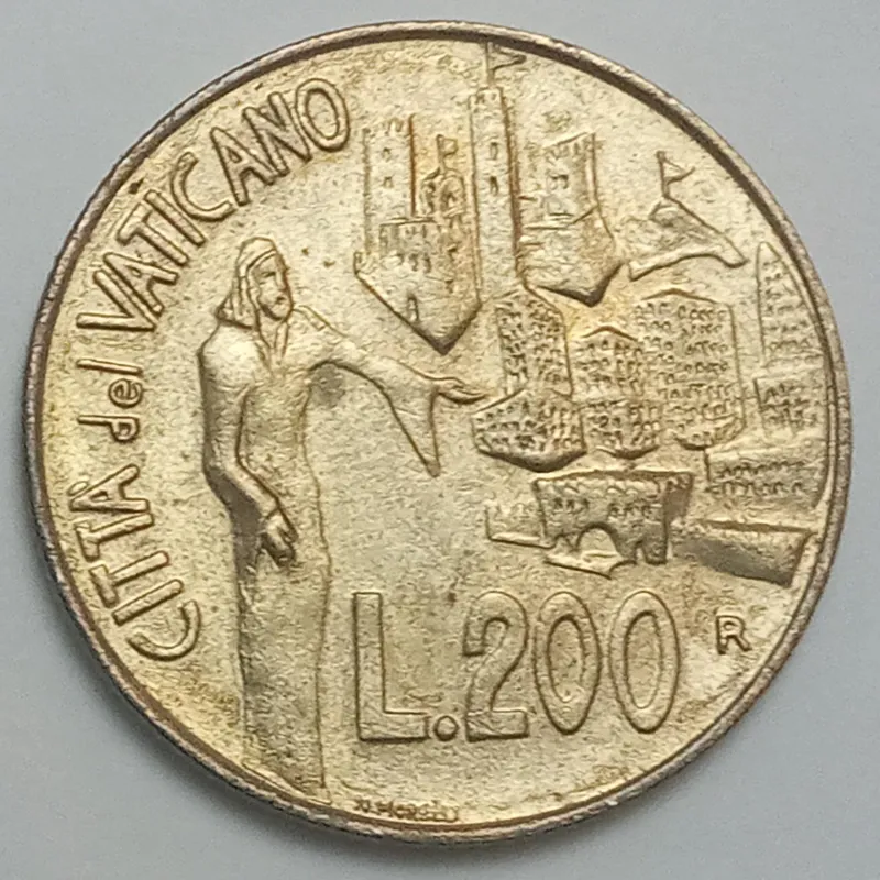 سکه زیبا و بسیار کمیاب 200 لیره واتیکان 1978