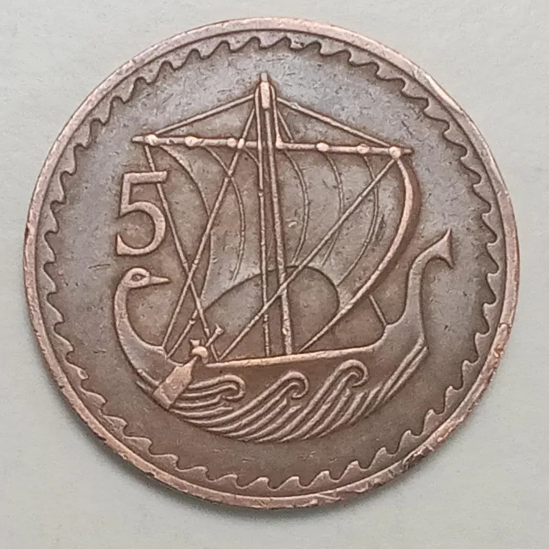 سکه زیبا و کمیاب 5 میل قبرس 1970