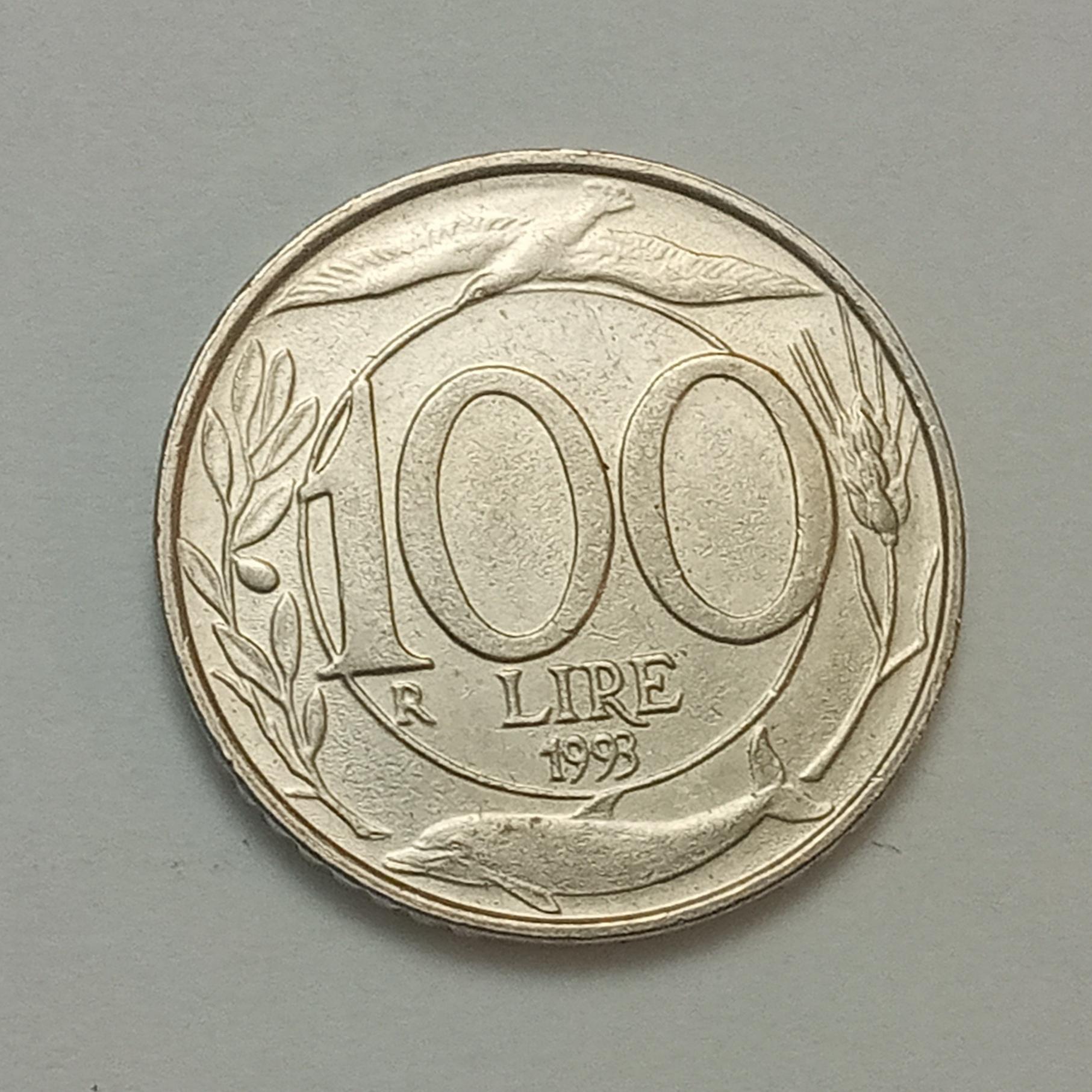سکه زیبا و کمیاب 100 لیره ایتالیا 1993