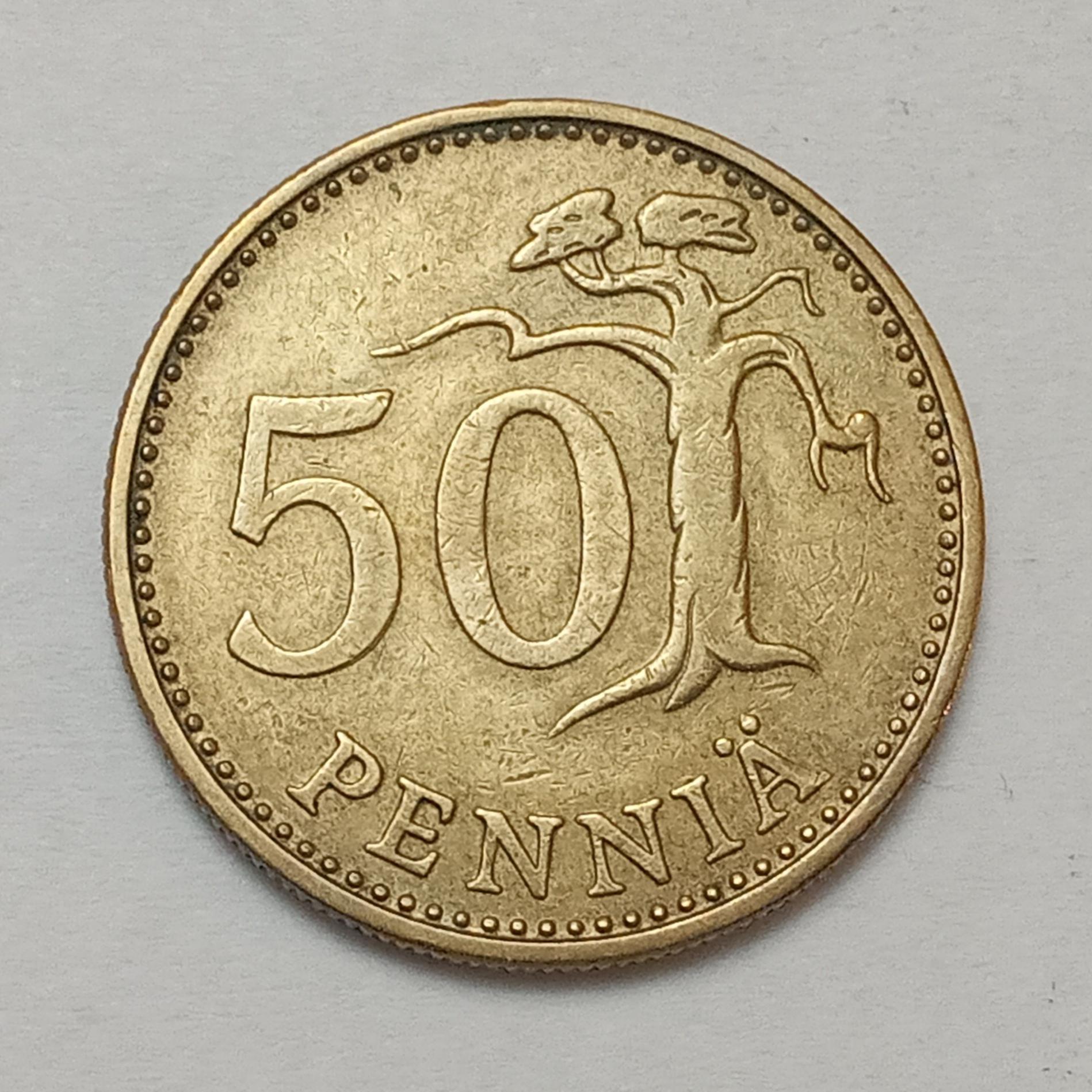 سکه زیبا و قدیمی 50 پنیا فنلاند 1978