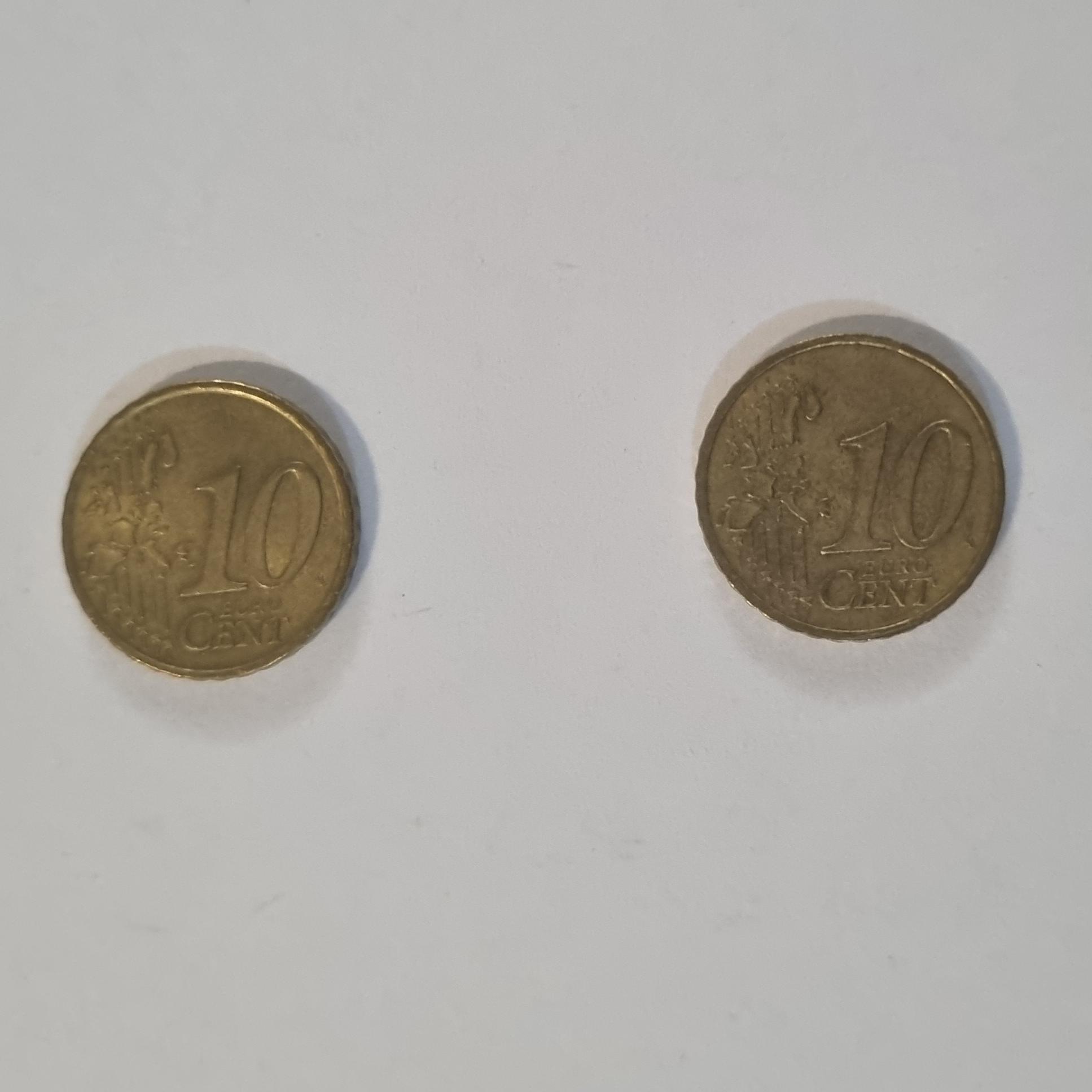 دو عدد سکه 10 سنت یورو