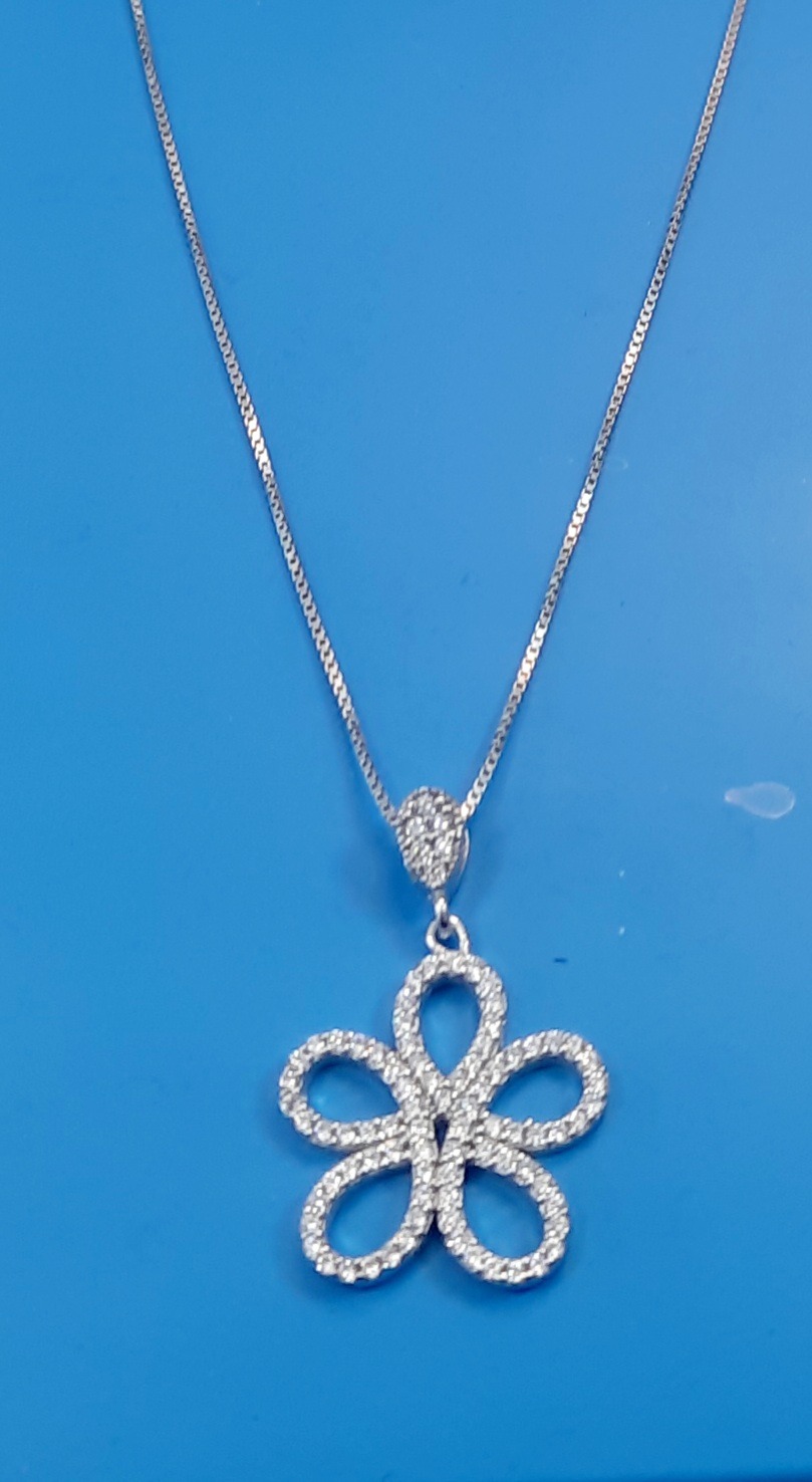 گردنبند نقره طرح گل