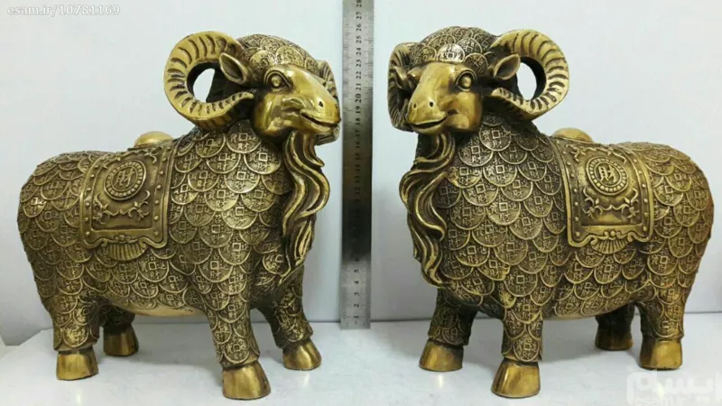 یک جفت قوچ برنزی سایز بزرگ و سنگین وزن