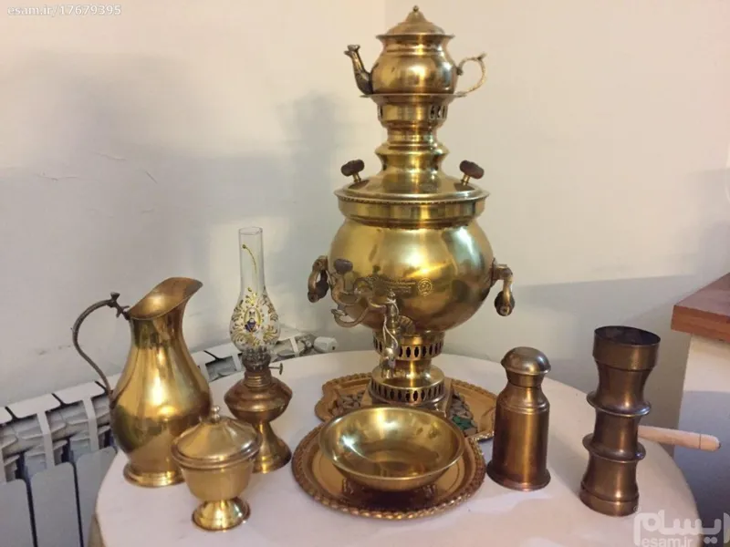 سماور6لیتری توپی مهرپاشاکوف شیرخروسی سرویس8تیکه