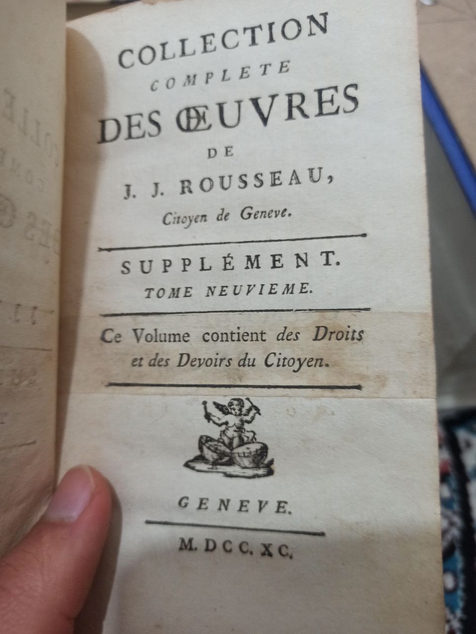 کتاب 235 ساله مجموعه آثار ژان ژاک روسو چاپ 1790