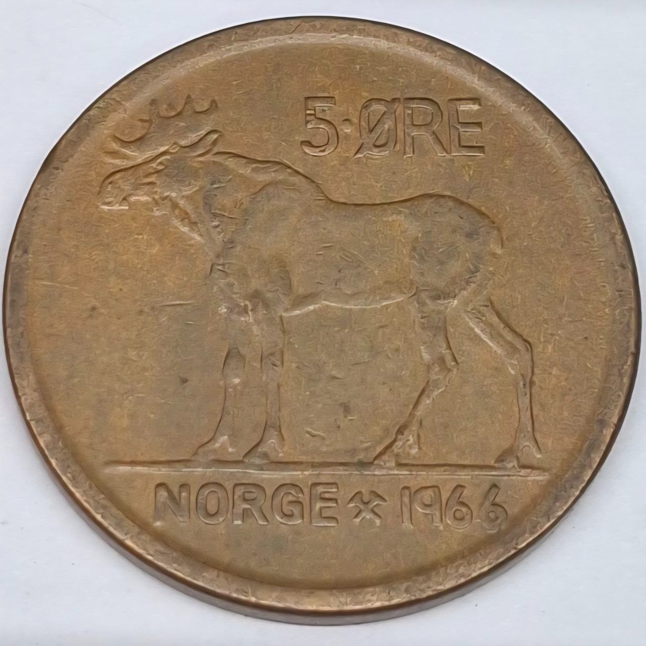 سکه 5 اوره نروژ طرح حیوانات 1966