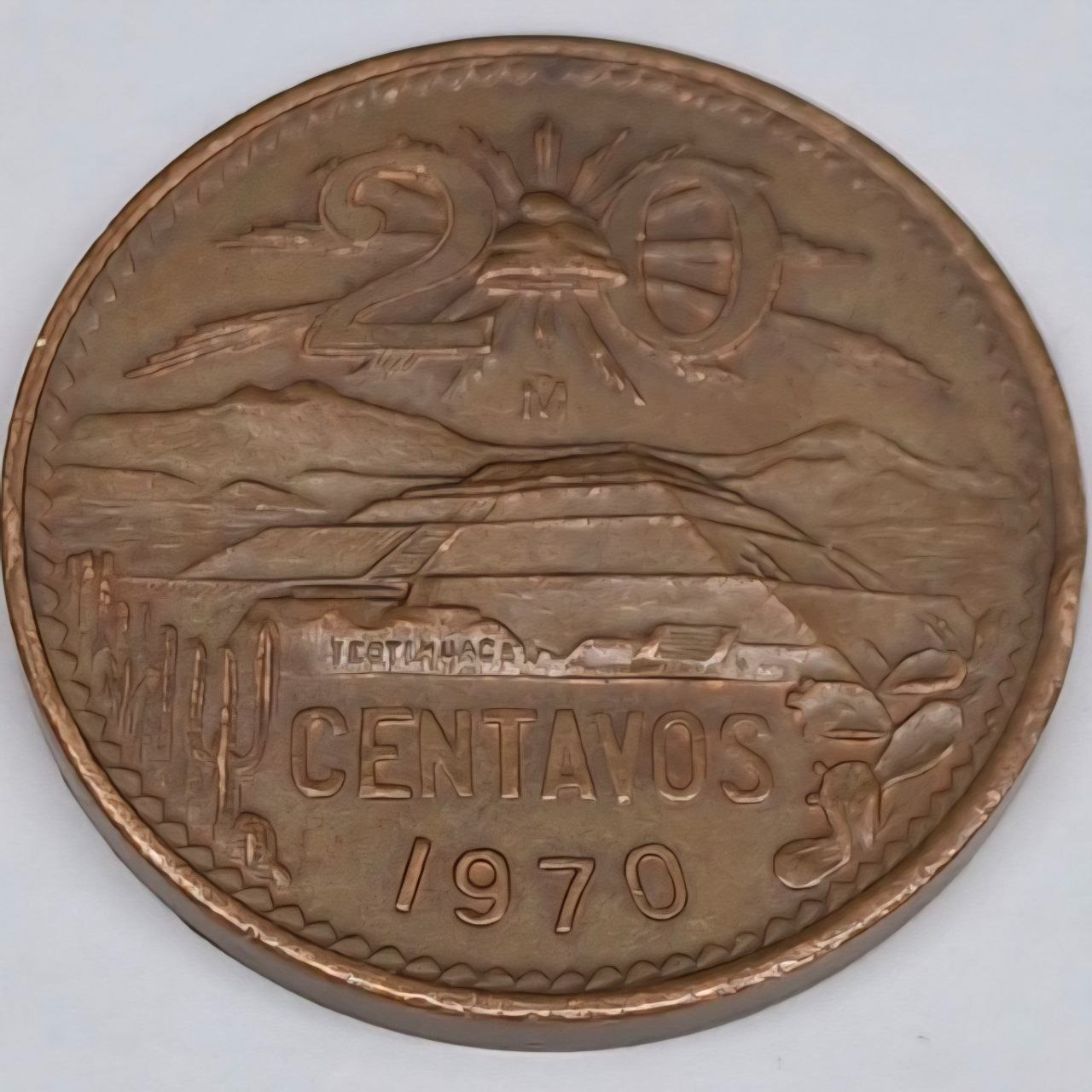 سکه 20 سنتاوس قدیمی مکزیک 1970