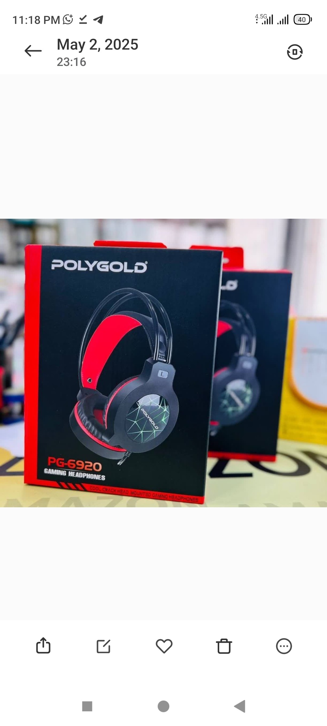 هدست گیمینگ اورجینال POLYGOLD PG-6920