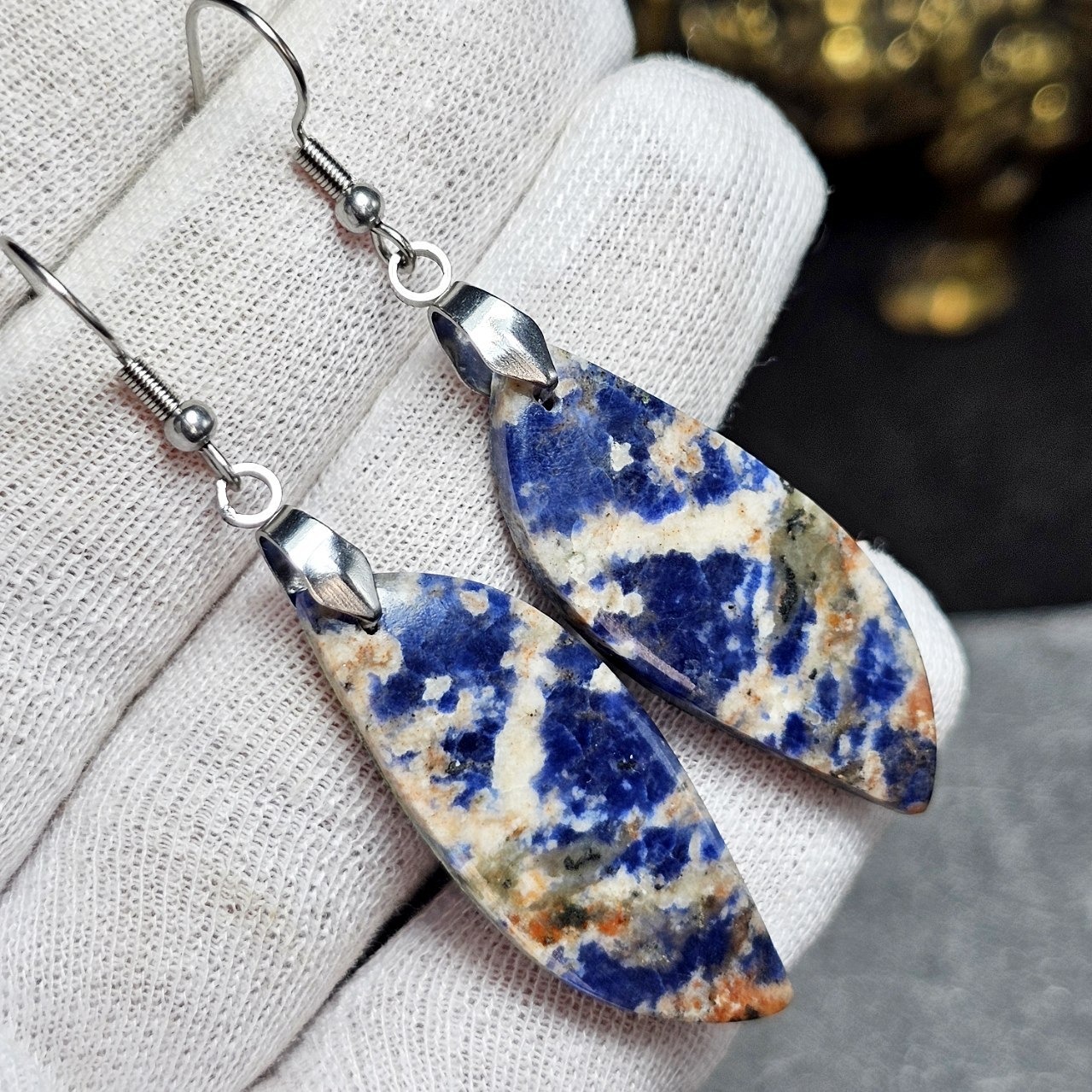 گوشواره سنگ طبیعی سودالیت معدنی 36708