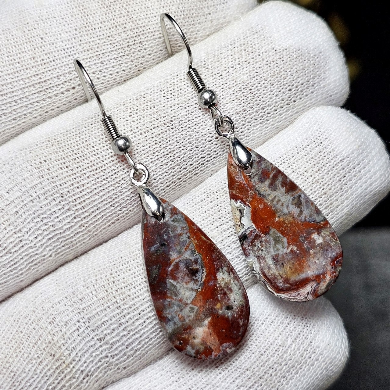 گوشواره سنگ طبیعی جاسپر معدنی 36705