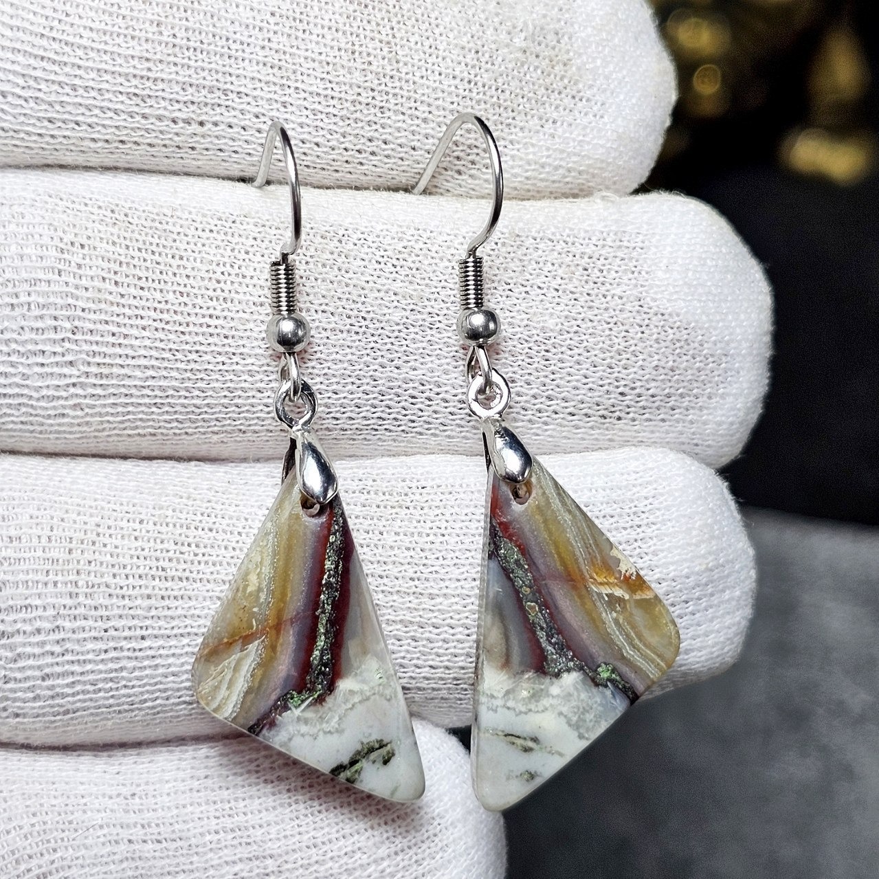 گوشواره سنگ طبیعی جاسپر معدنی 36704