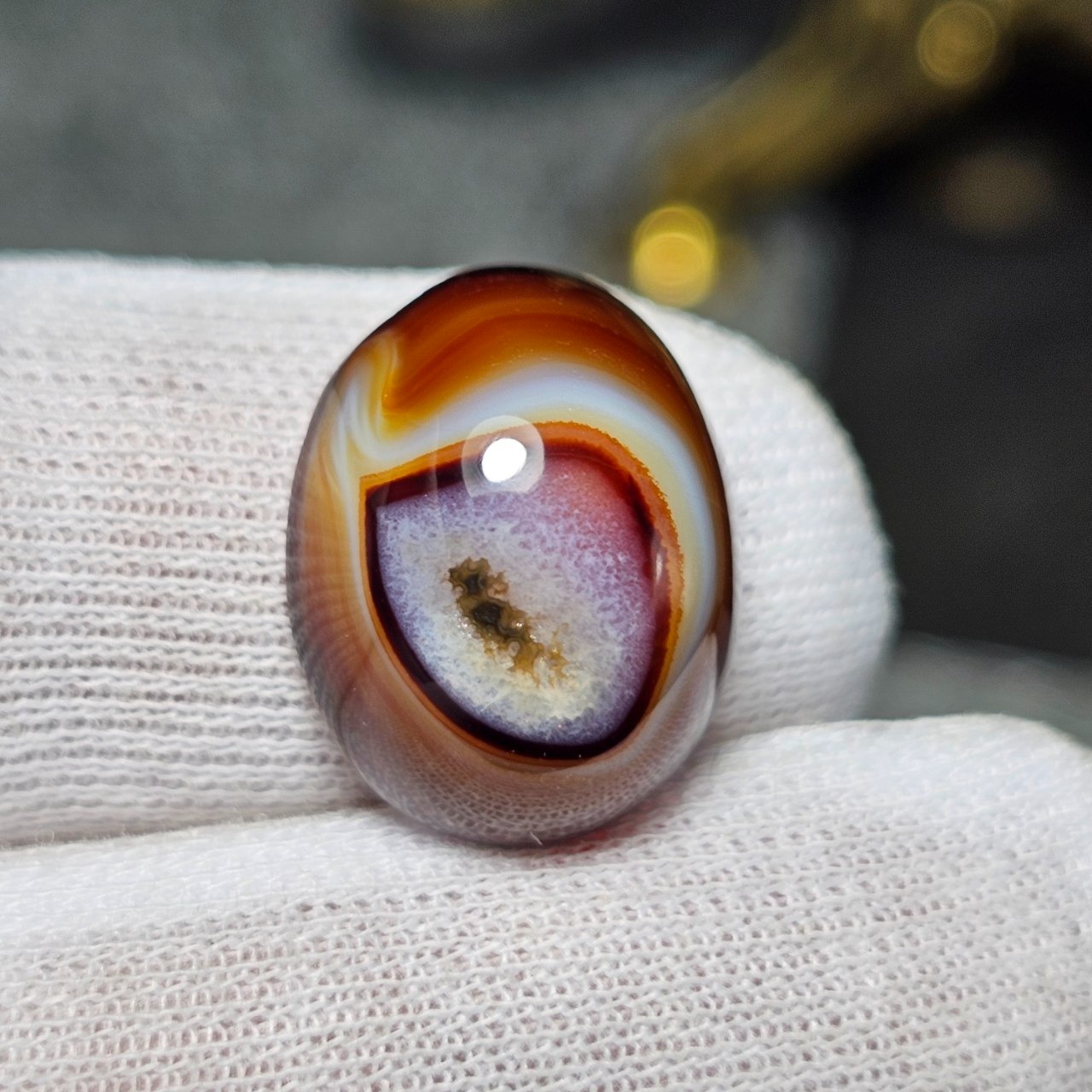  نگین سنگ عقیق سه پوست باباقوری معدنی 36807