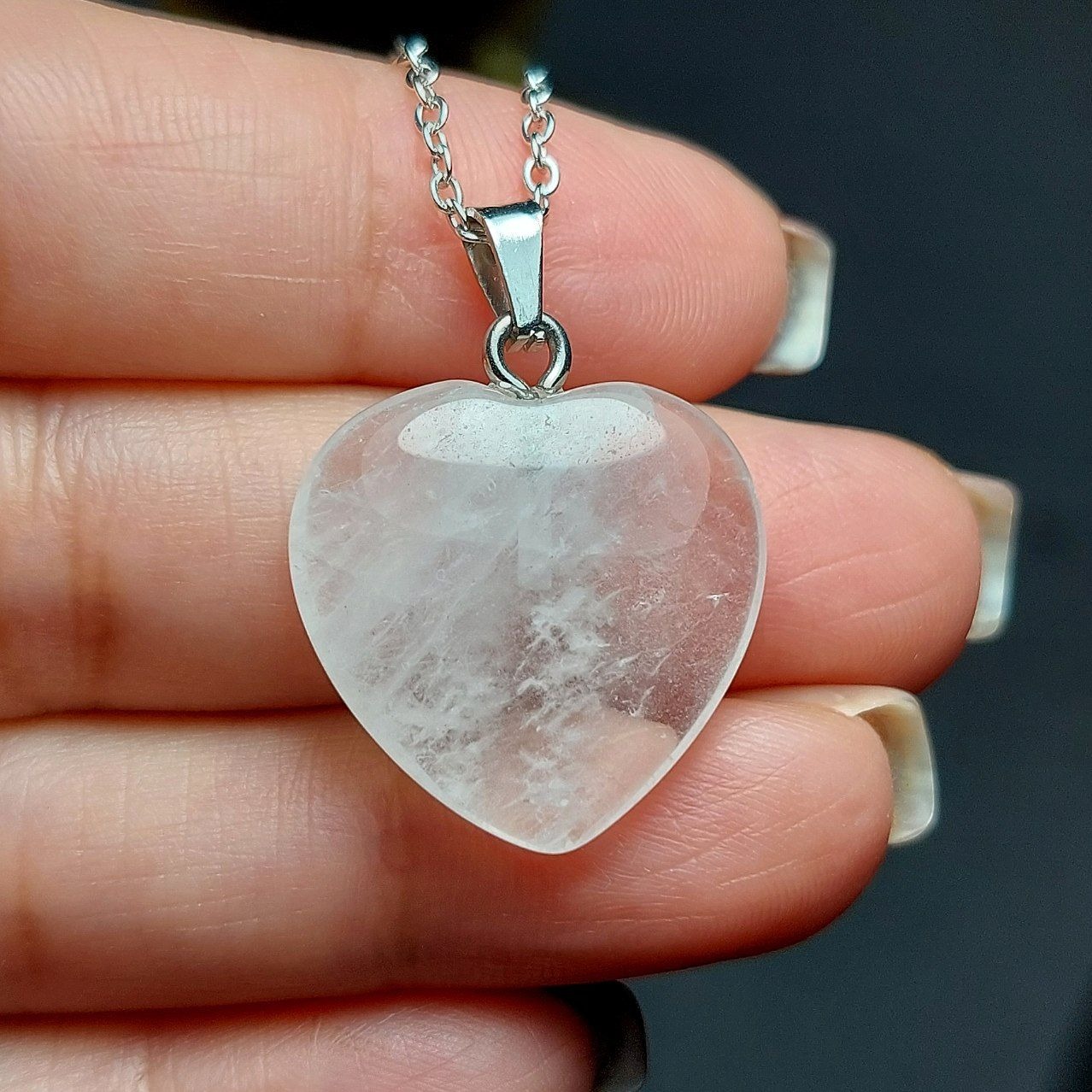 آویز گردنبند سنگ کوارتز یخی معدنی m1041