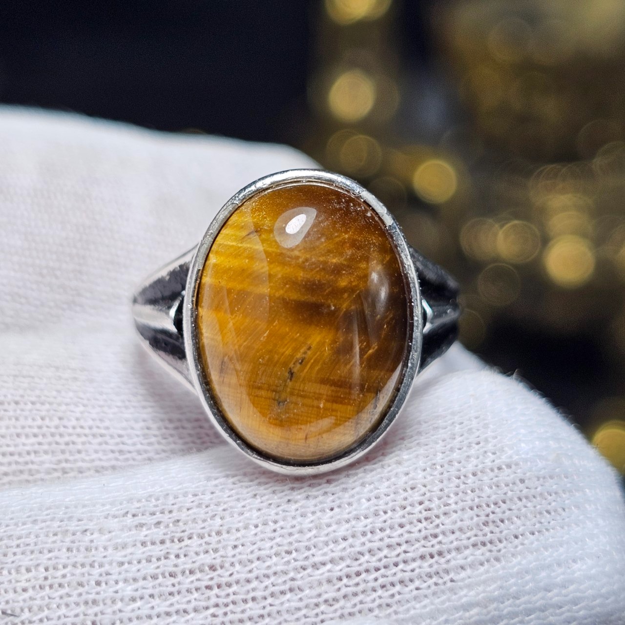 انگشتر نقره روس با سنگ طبیعی چشم ببر37026