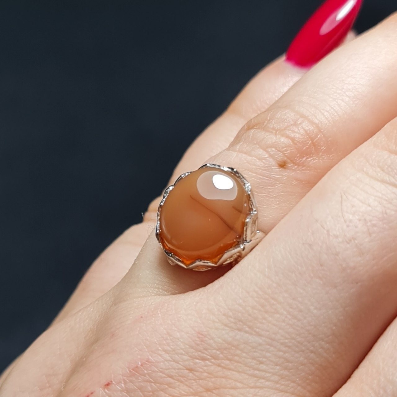 انگشتر نقره روس با سنگ عقیق یمنی اصل 37439