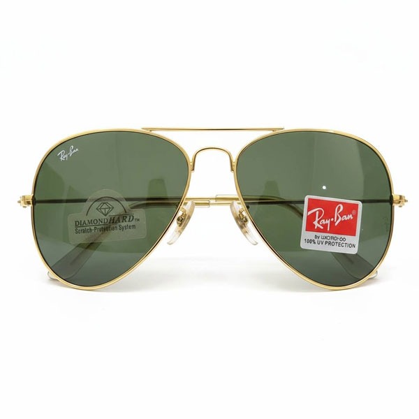 عینک آفتابی ریبن خلبانی شیشه سبز فریم طلایی
