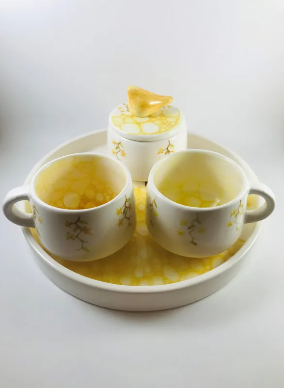 ست دونفره چای و قهوه خوری زرد