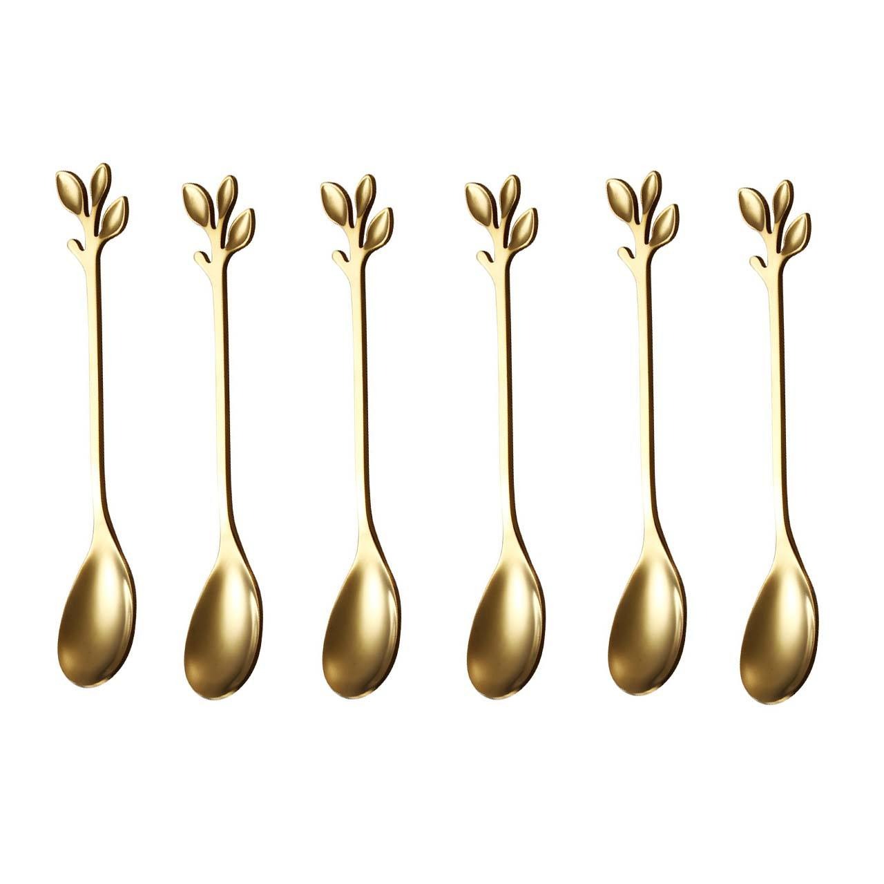 قاشق چای خوری مدل برگ مجموعه 6 عددی