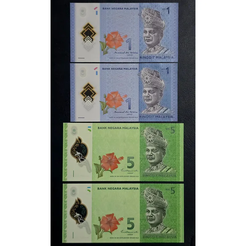دو جفت اسکناس رایج رینگت مالزی بانکی