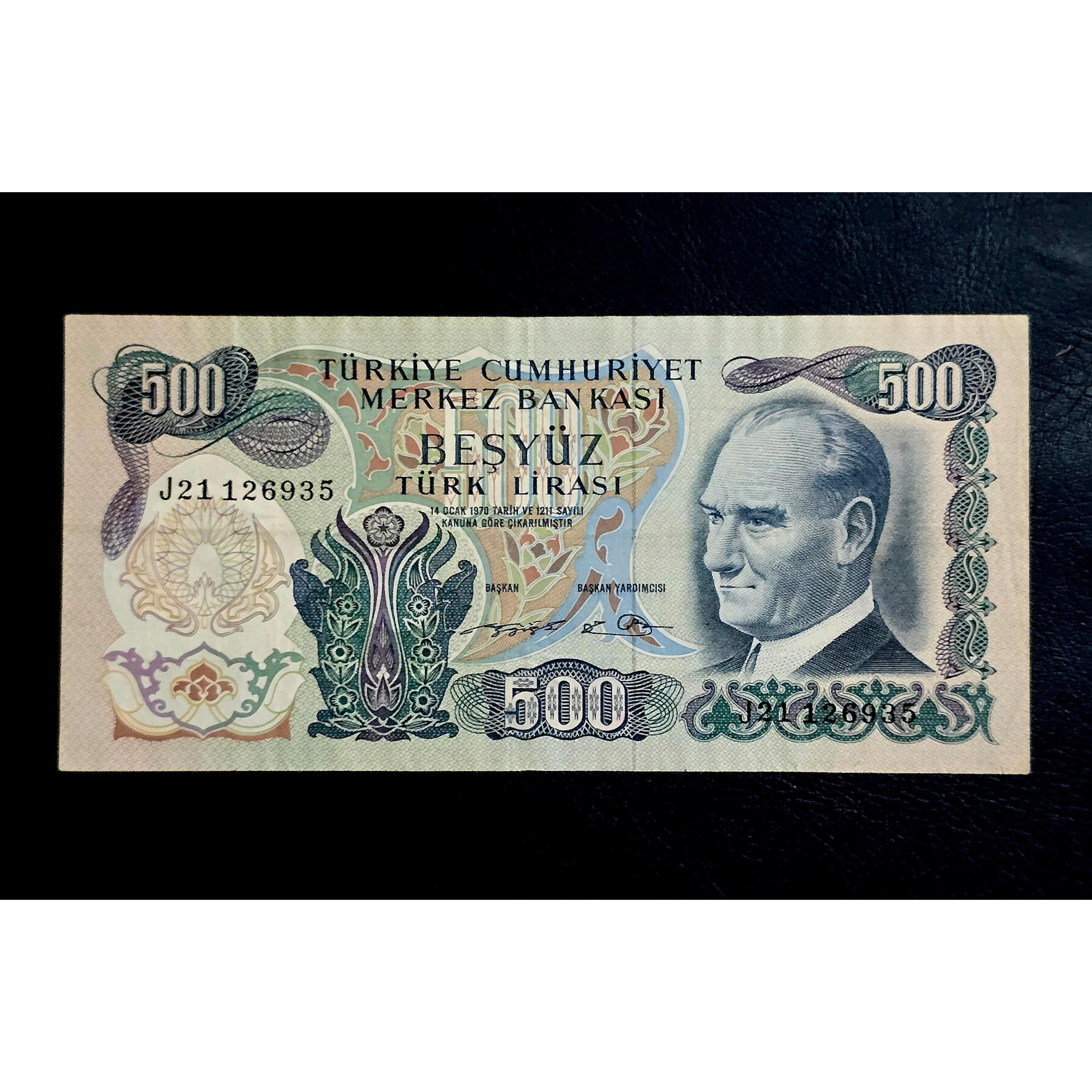 اسکناس 500 لیره قدیم ترکیه کیفیت عالی